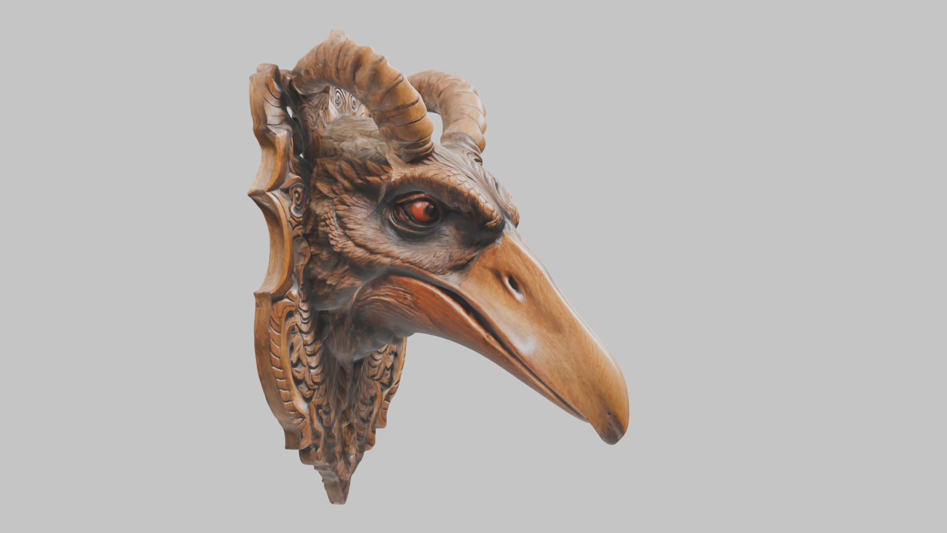 Stylized Bird Skull head wall mount Mask 3D Model Low-poly 3D model_3