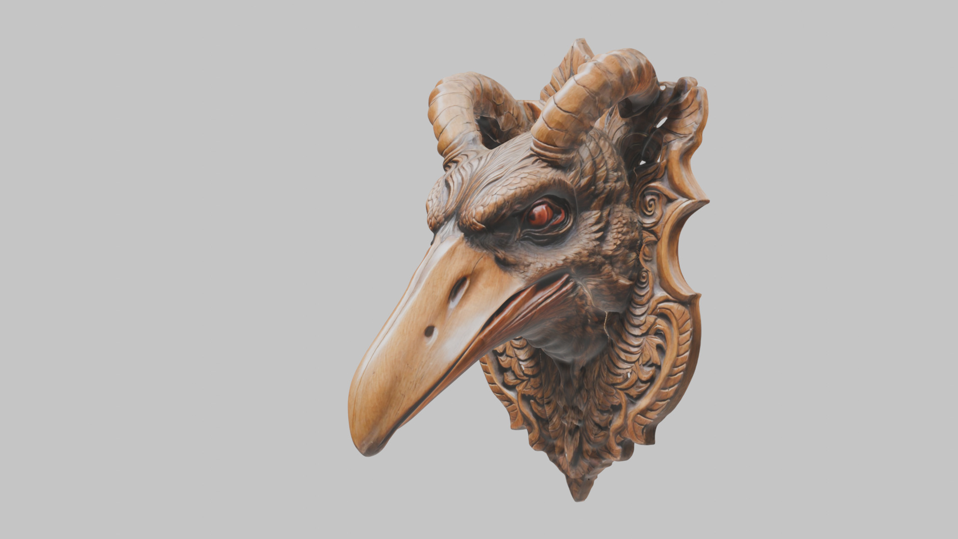 Stylized Bird Skull head wall mount Mask 3D Model Low-poly 3D model_14