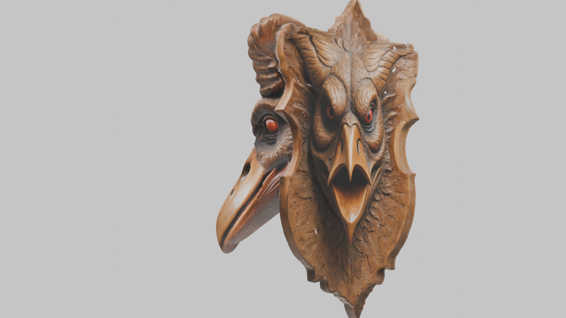 Stylized Bird Skull head wall mount Mask 3D Model Low-poly 3D model_10