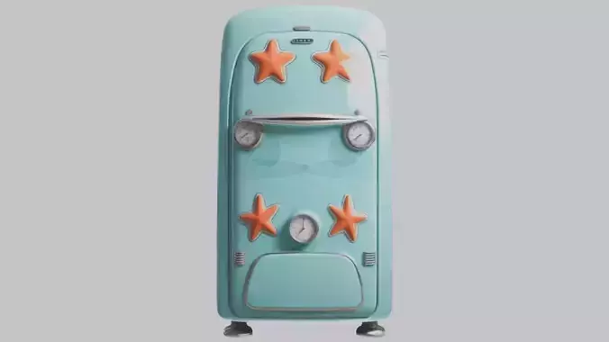 Retro Refrigerator 3D Model