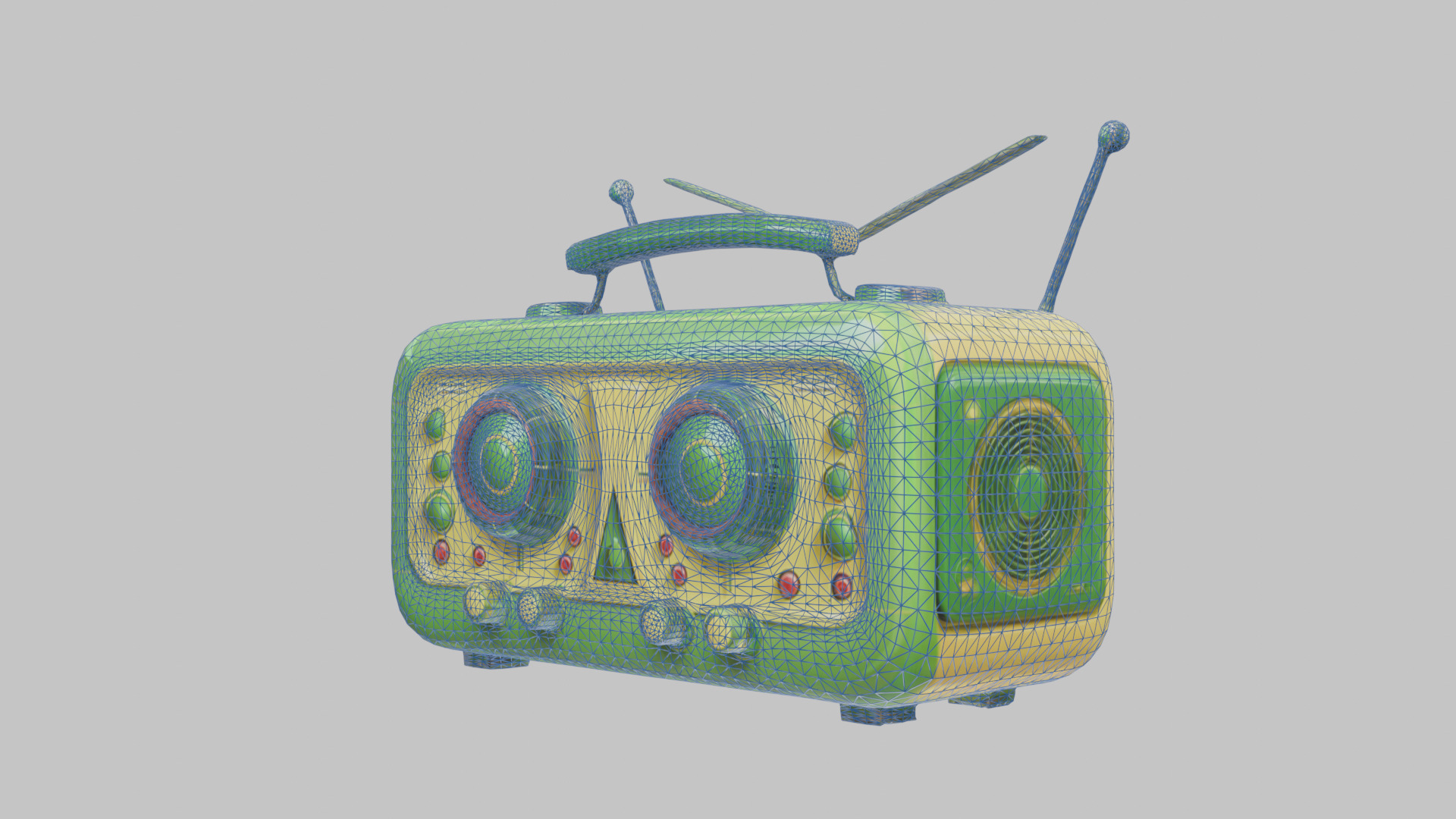 Vintage stylized radio electronics Low-poly 3D model_16