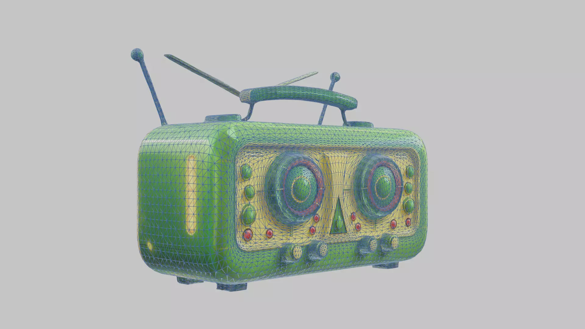 Vintage stylized radio electronics Low-poly 3D model_0