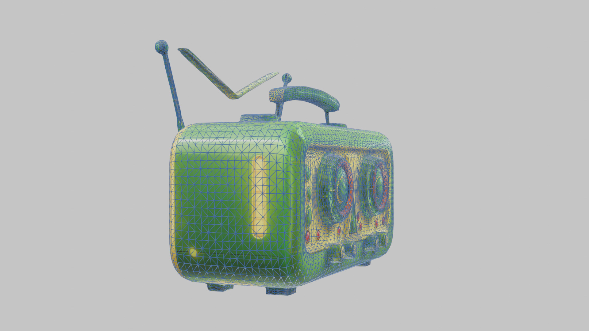 Vintage stylized radio electronics Low-poly 3D model_5