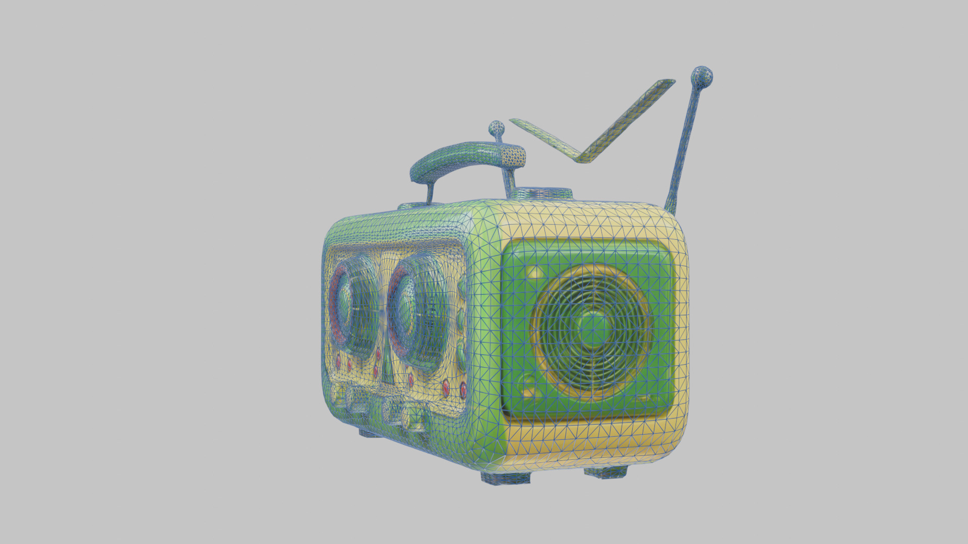 Vintage stylized radio electronics Low-poly 3D model_15