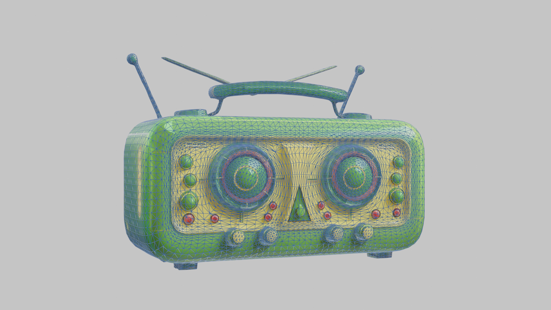 Vintage stylized radio electronics Low-poly 3D model_4