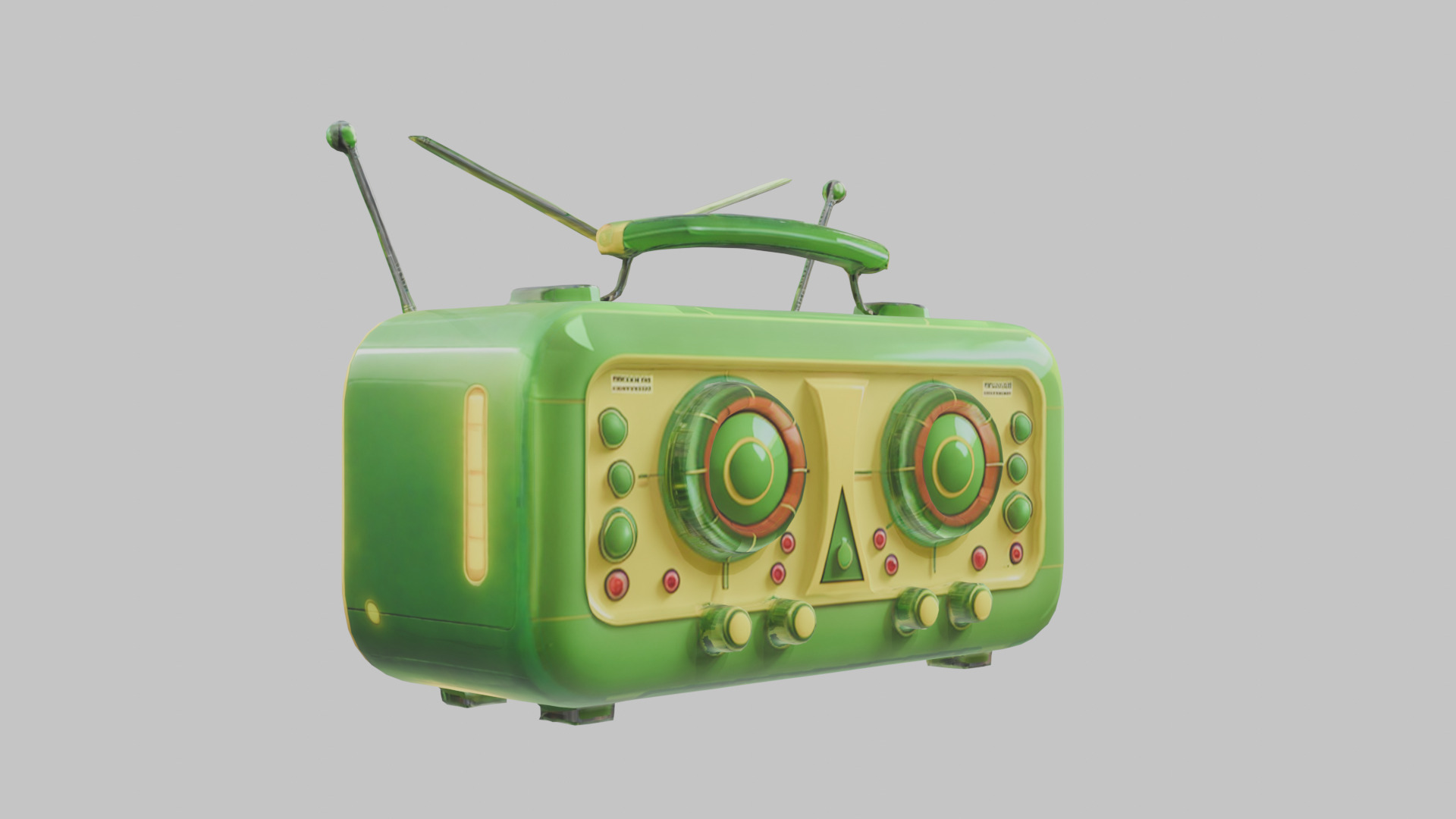 Vintage stylized radio electronics Low-poly 3D model_20