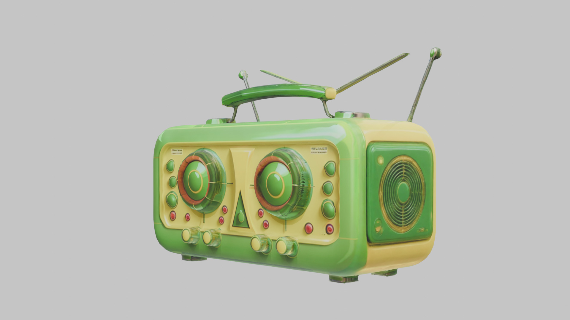 Vintage stylized radio electronics Low-poly 3D model_32