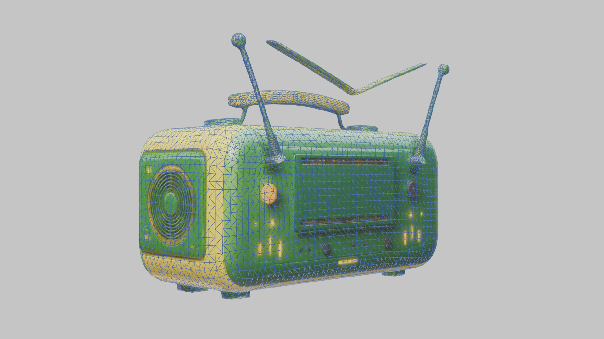 Vintage stylized radio electronics Low-poly 3D model_12