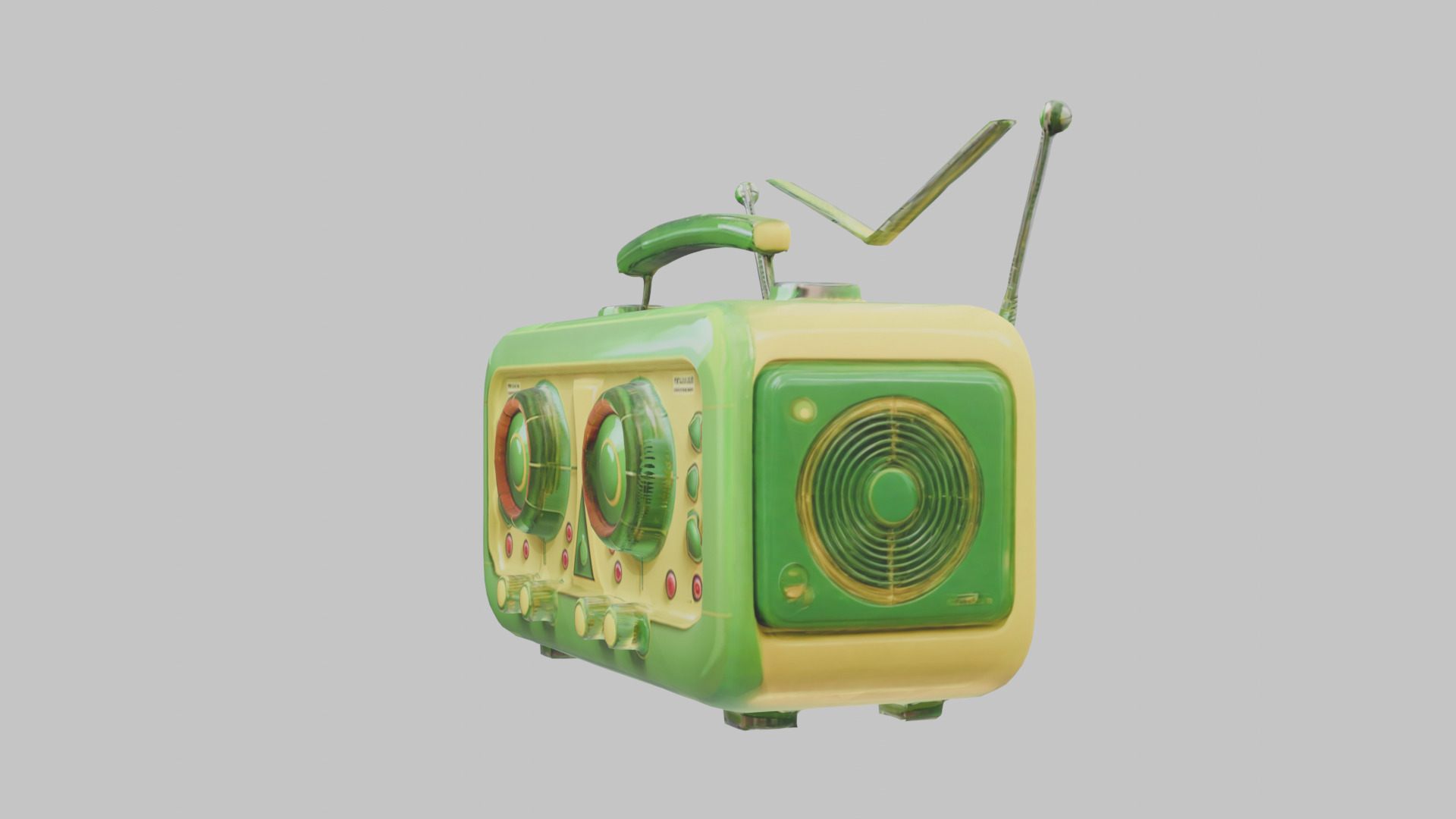 Vintage stylized radio electronics Low-poly 3D model_31