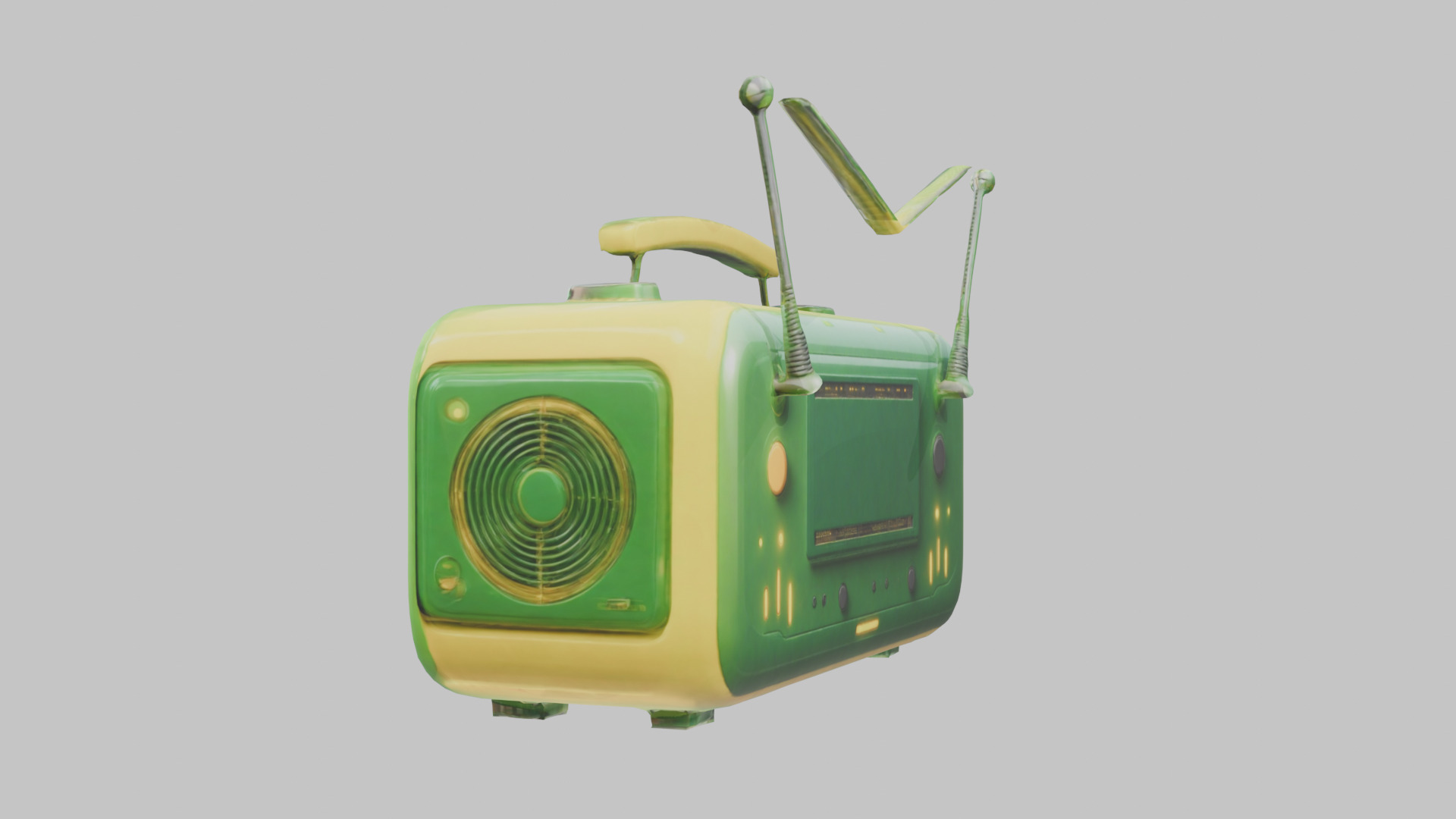 Vintage stylized radio electronics Low-poly 3D model_29