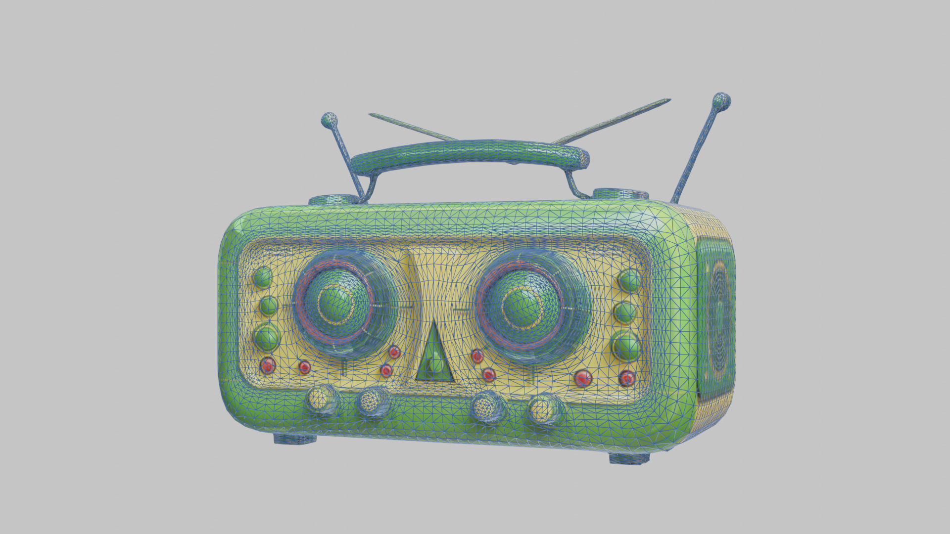 Vintage stylized radio electronics Low-poly 3D model_17