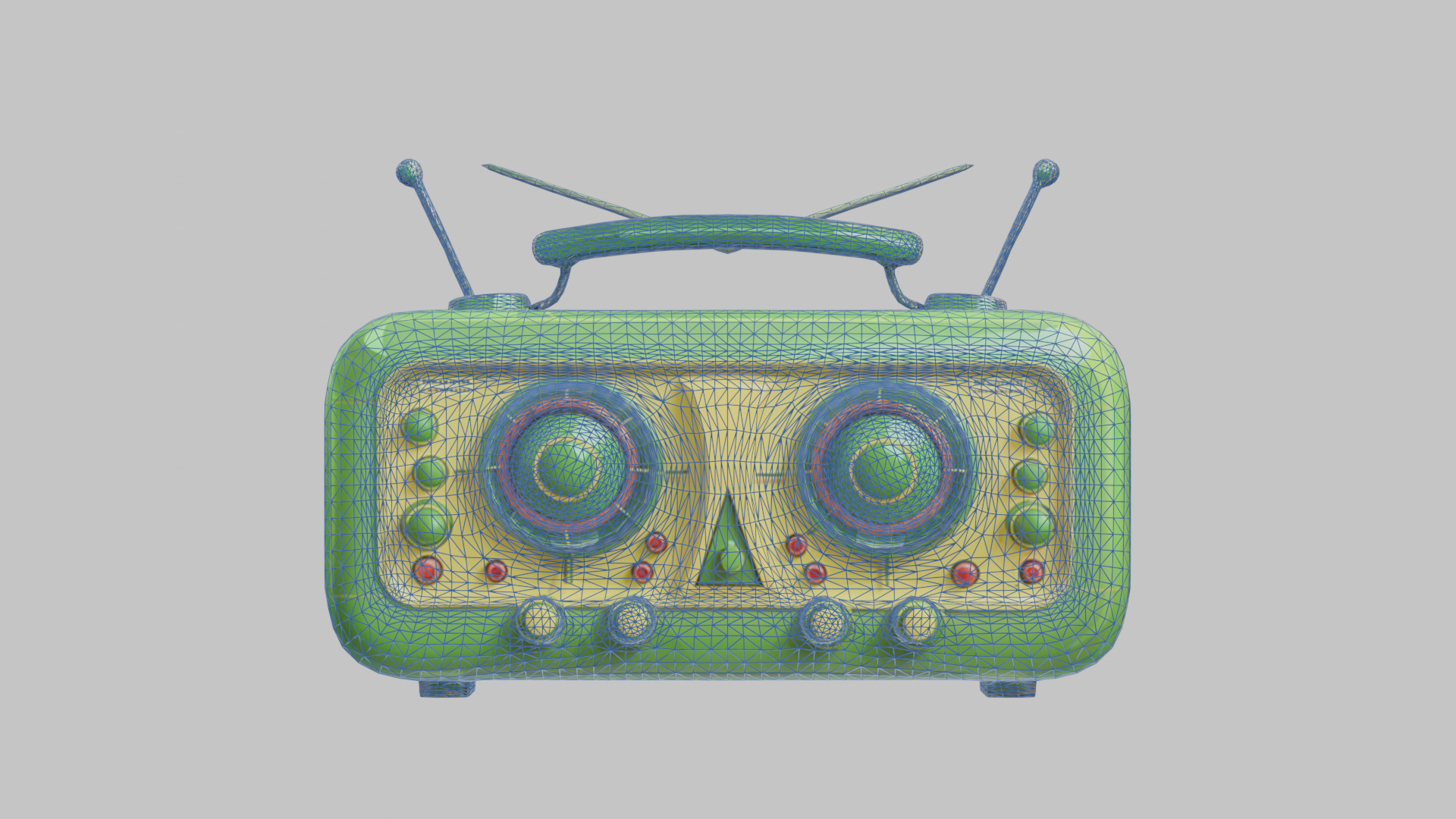 Vintage stylized radio electronics Low-poly 3D model_3
