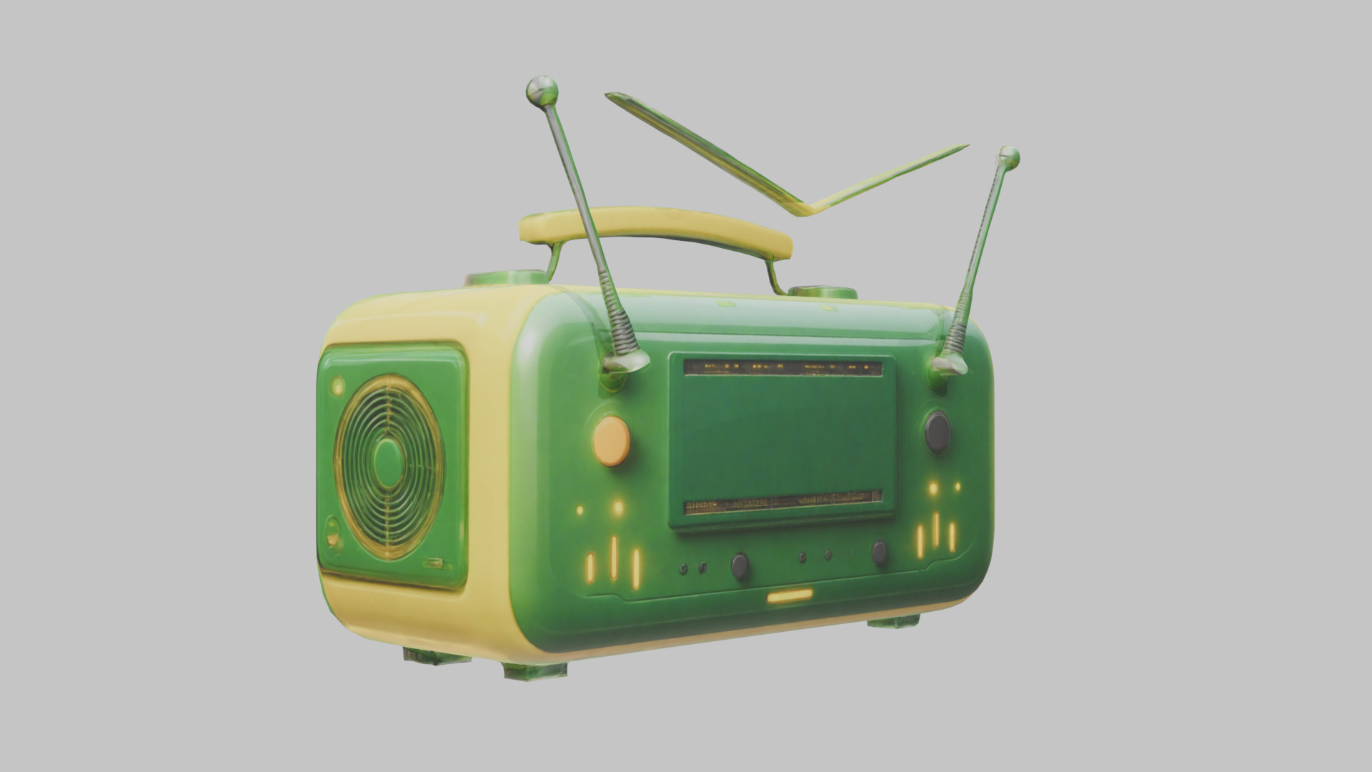 Vintage stylized radio electronics Low-poly 3D model_28