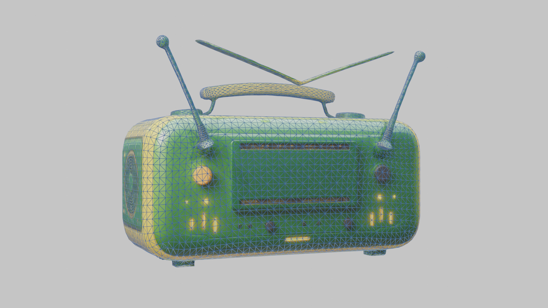 Vintage stylized radio electronics Low-poly 3D model_11