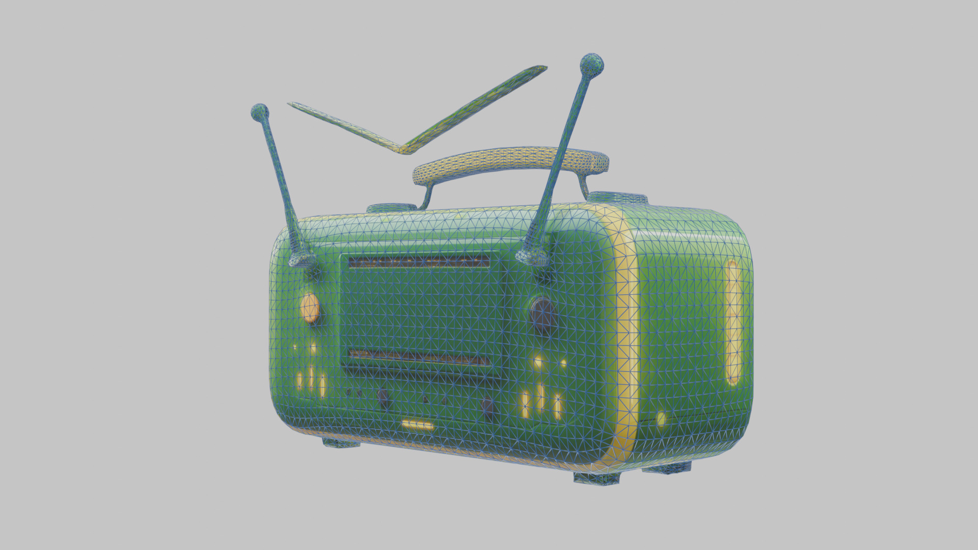 Vintage stylized radio electronics Low-poly 3D model_8