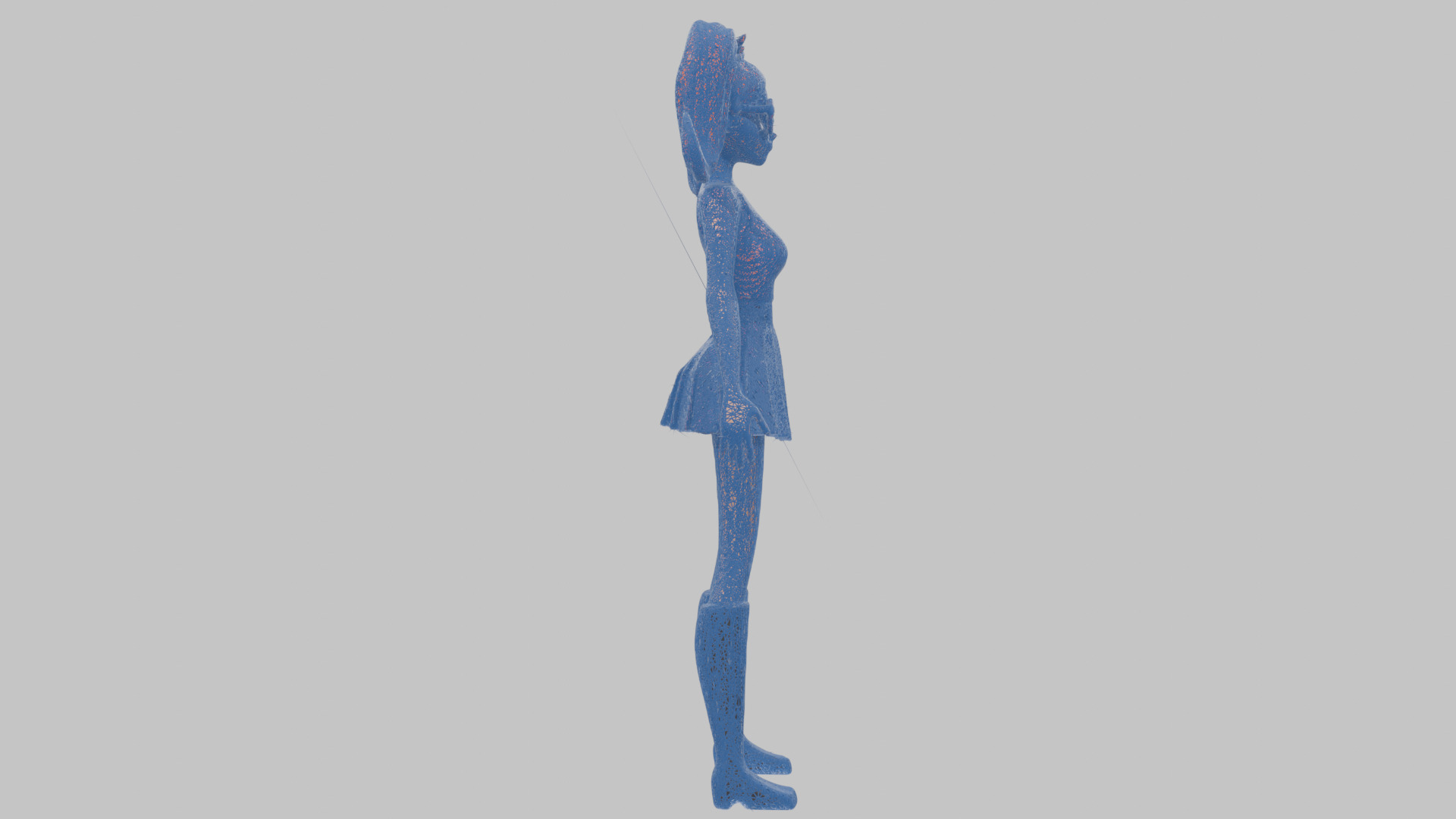 Styilized Toon Girl female Character Low-poly 3D model_20