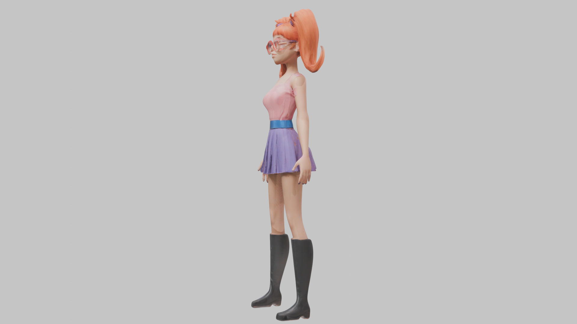 Styilized Toon Girl female Character Low-poly 3D model_13