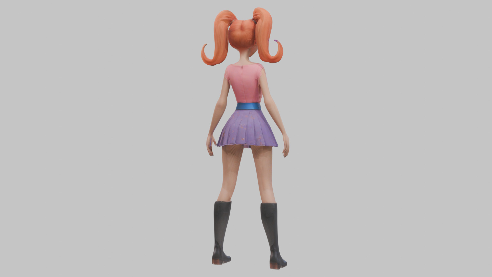 Styilized Toon Girl female Character Low-poly 3D model_7