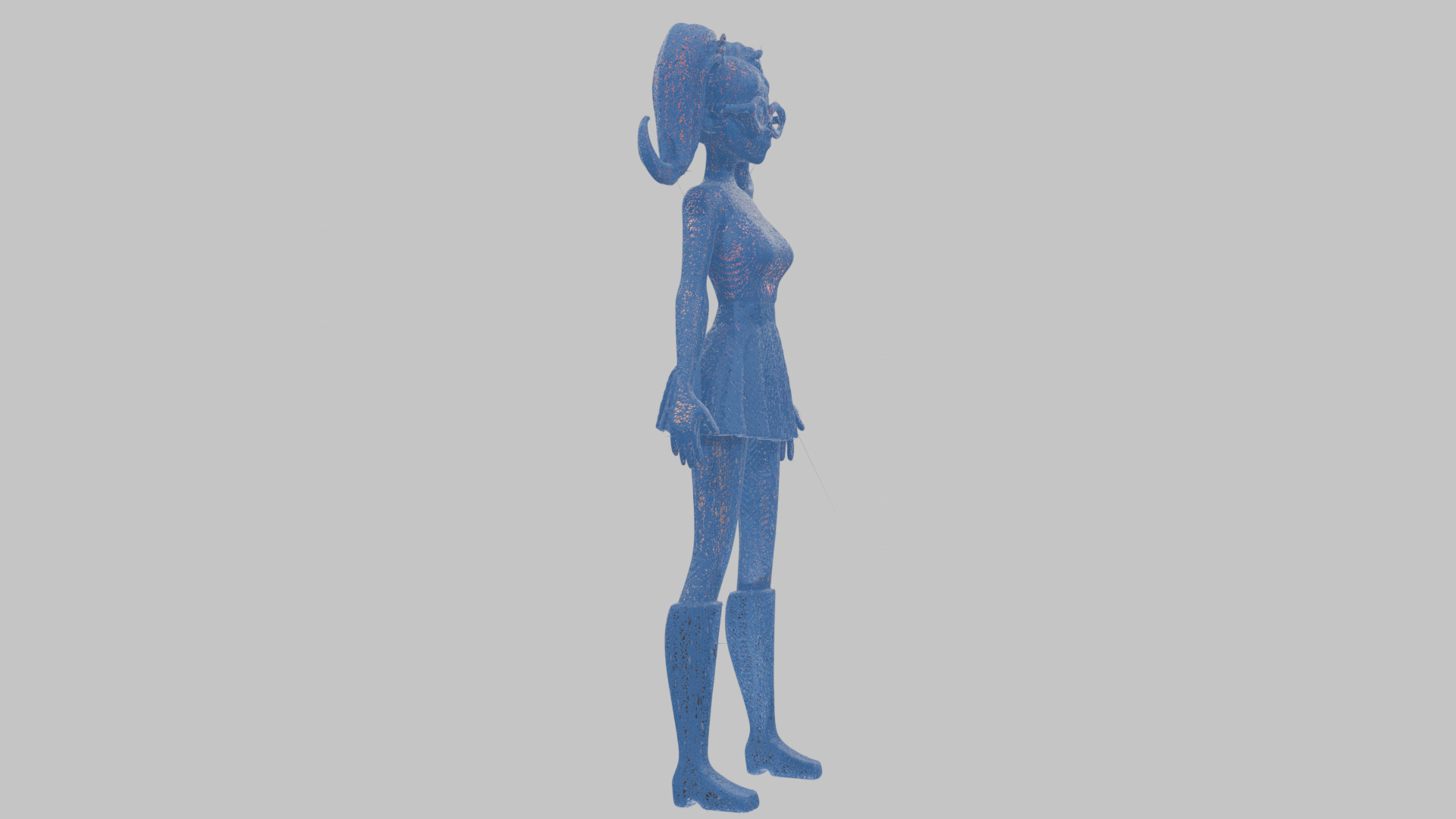 Styilized Toon Girl female Character Low-poly 3D model_19