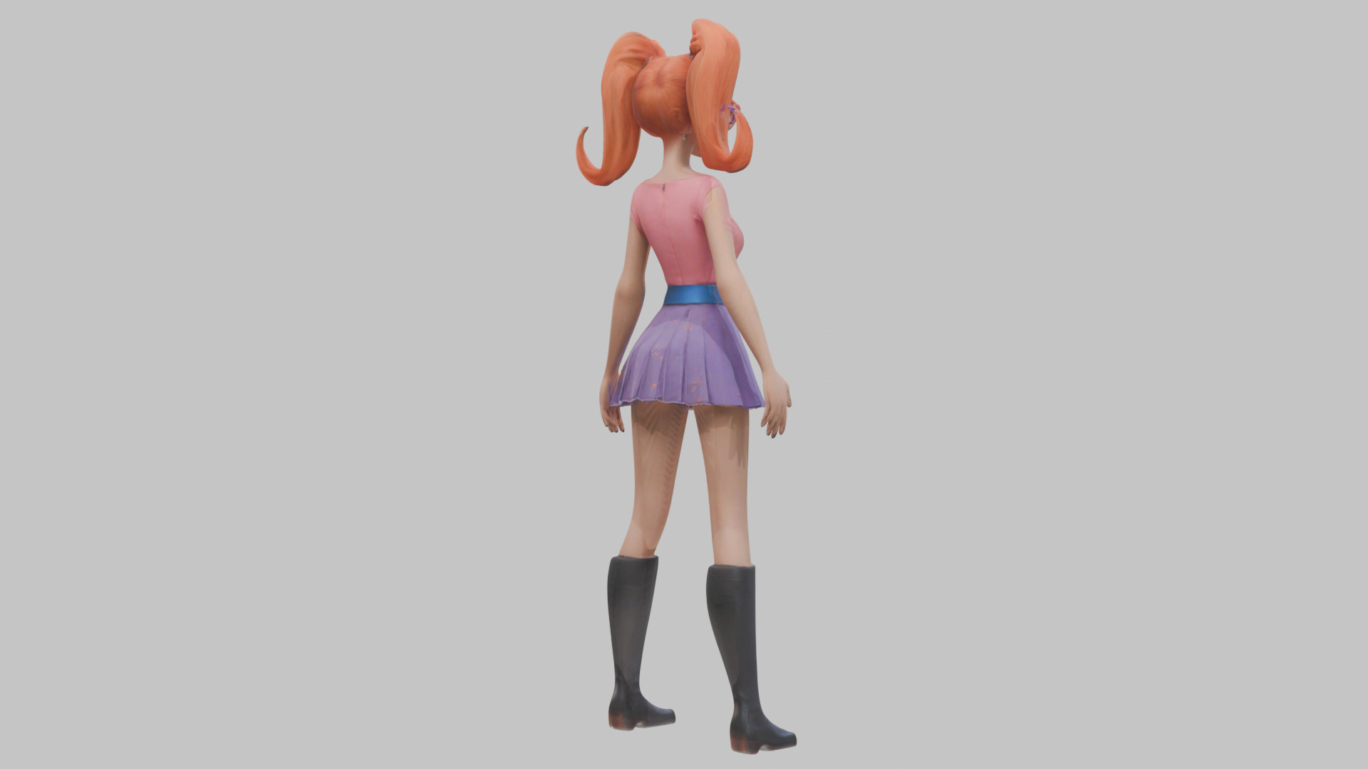 Styilized Toon Girl female Character Low-poly 3D model_6