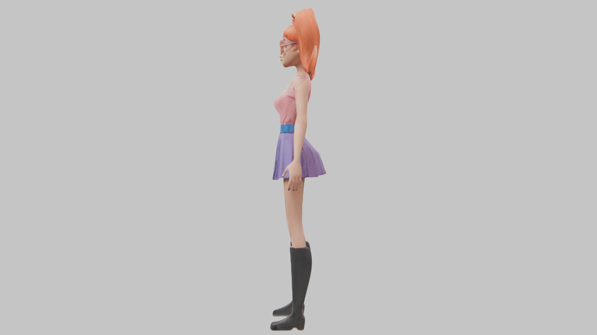 Styilized Toon Girl female Character Low-poly 3D model_12