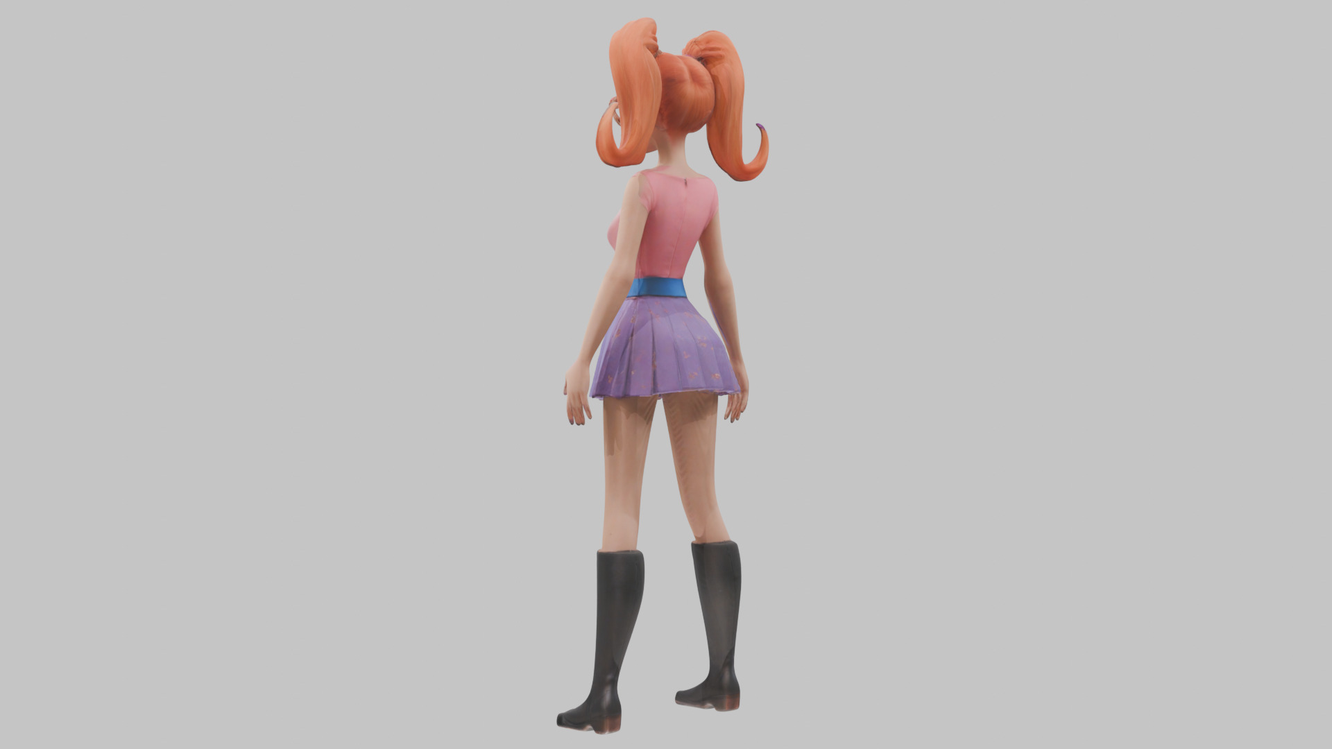 Styilized Toon Girl female Character Low-poly 3D model_10
