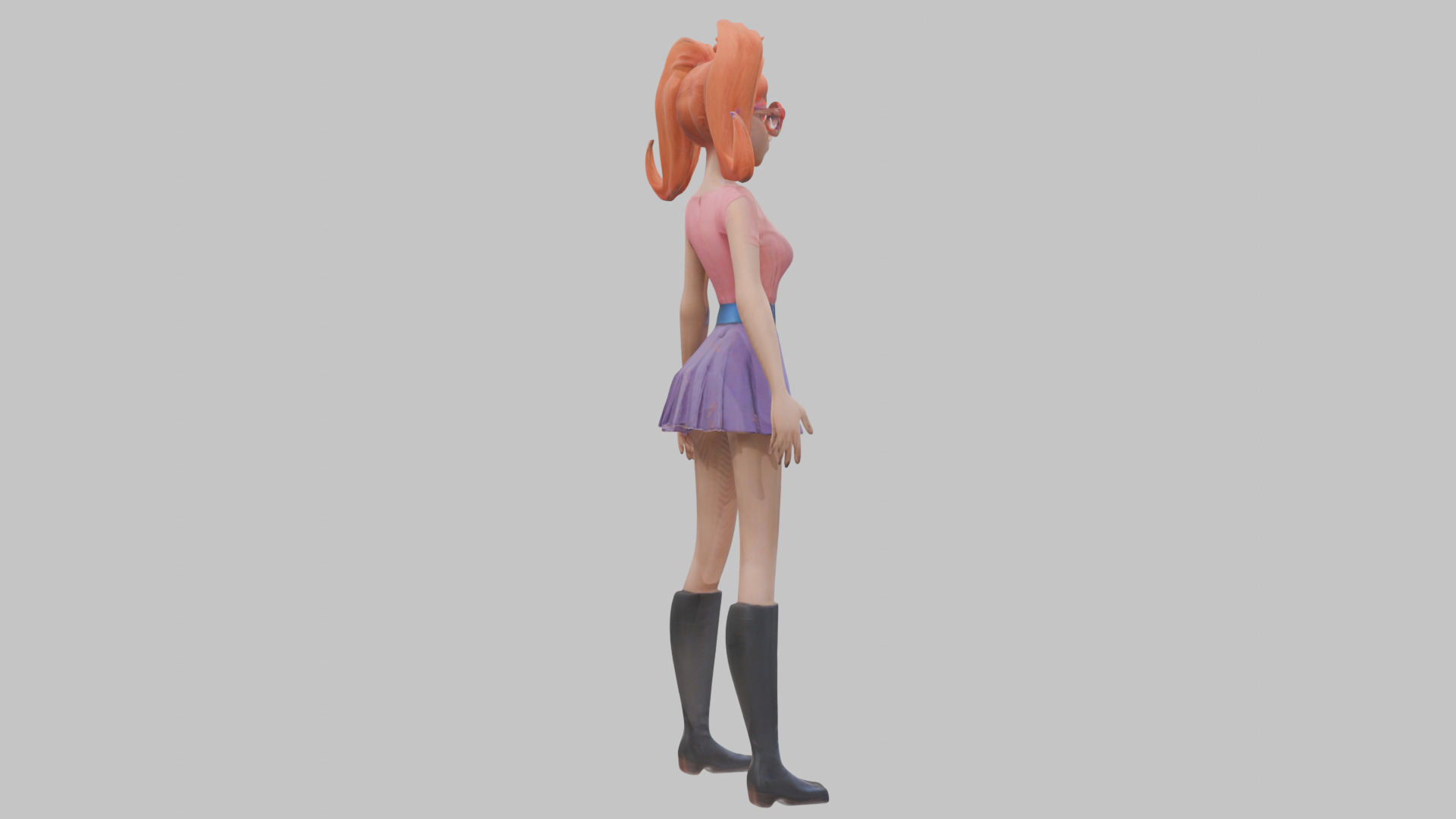 Styilized Toon Girl female Character Low-poly 3D model_5