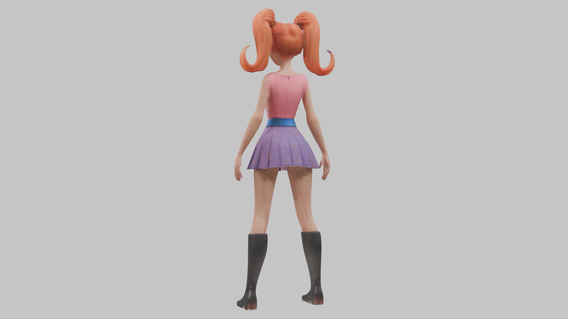 Styilized Toon Girl female Character Low-poly 3D model_9