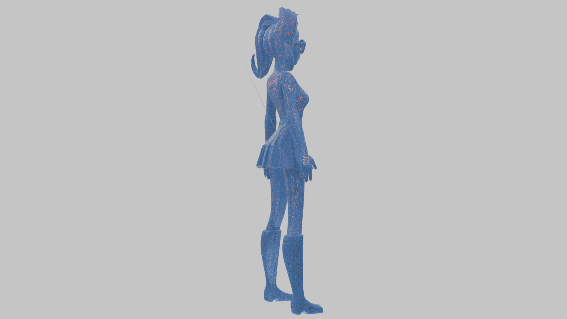 Styilized Toon Girl female Character Low-poly 3D model_21