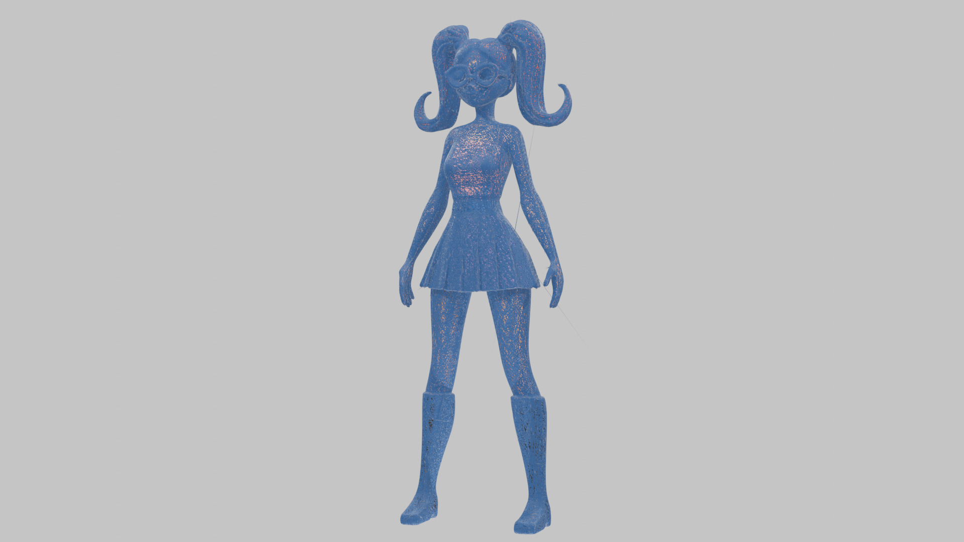 Styilized Toon Girl female Character Low-poly 3D model_31