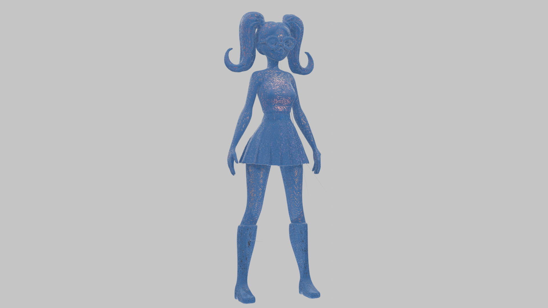 Styilized Toon Girl female Character Low-poly 3D model_17
