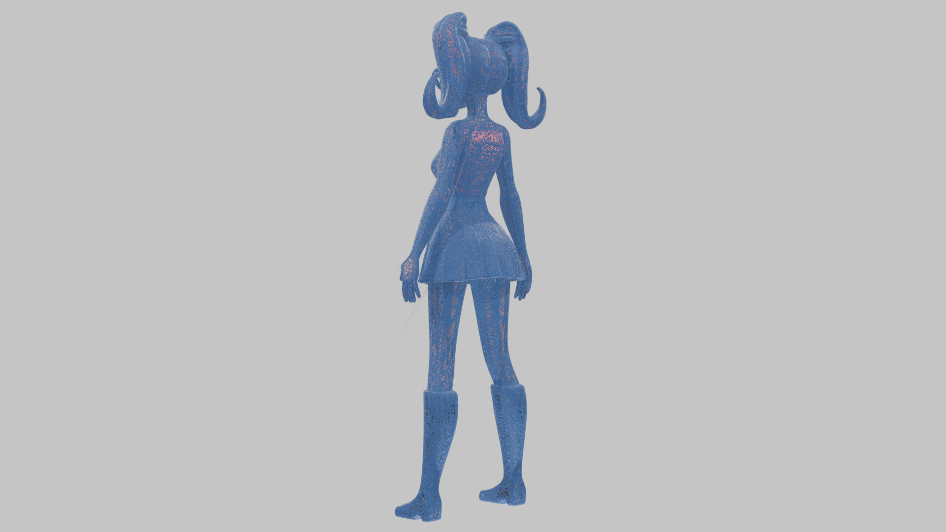 Styilized Toon Girl female Character Low-poly 3D model_26