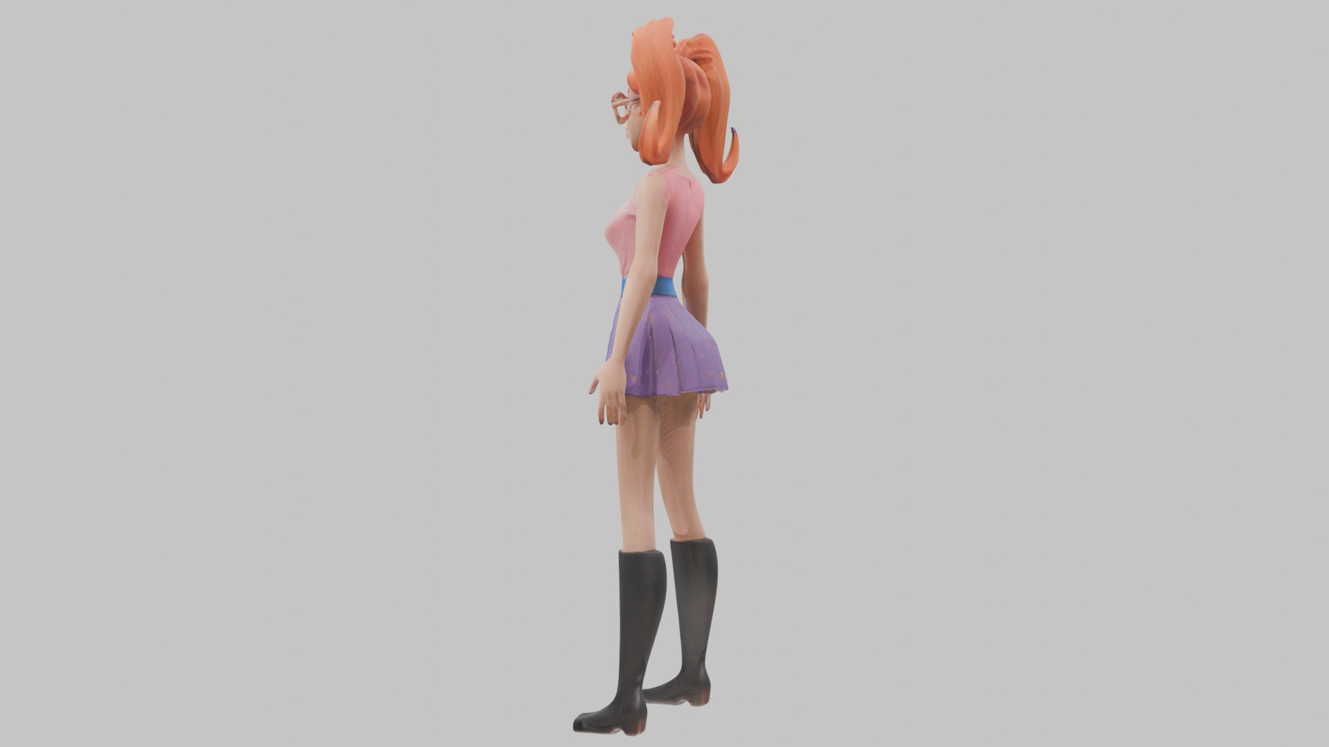 Styilized Toon Girl female Character Low-poly 3D model_11