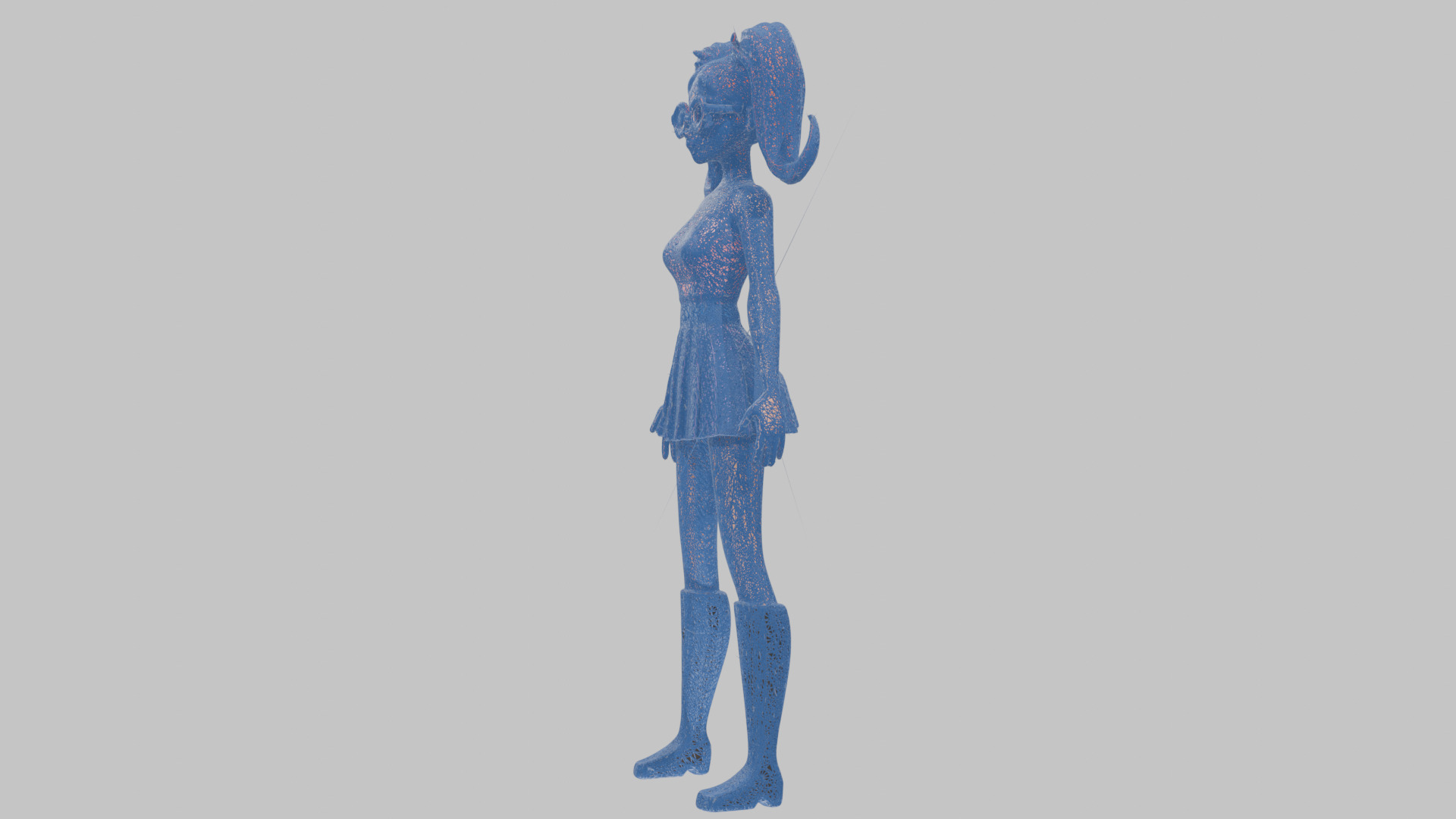 Styilized Toon Girl female Character Low-poly 3D model_29