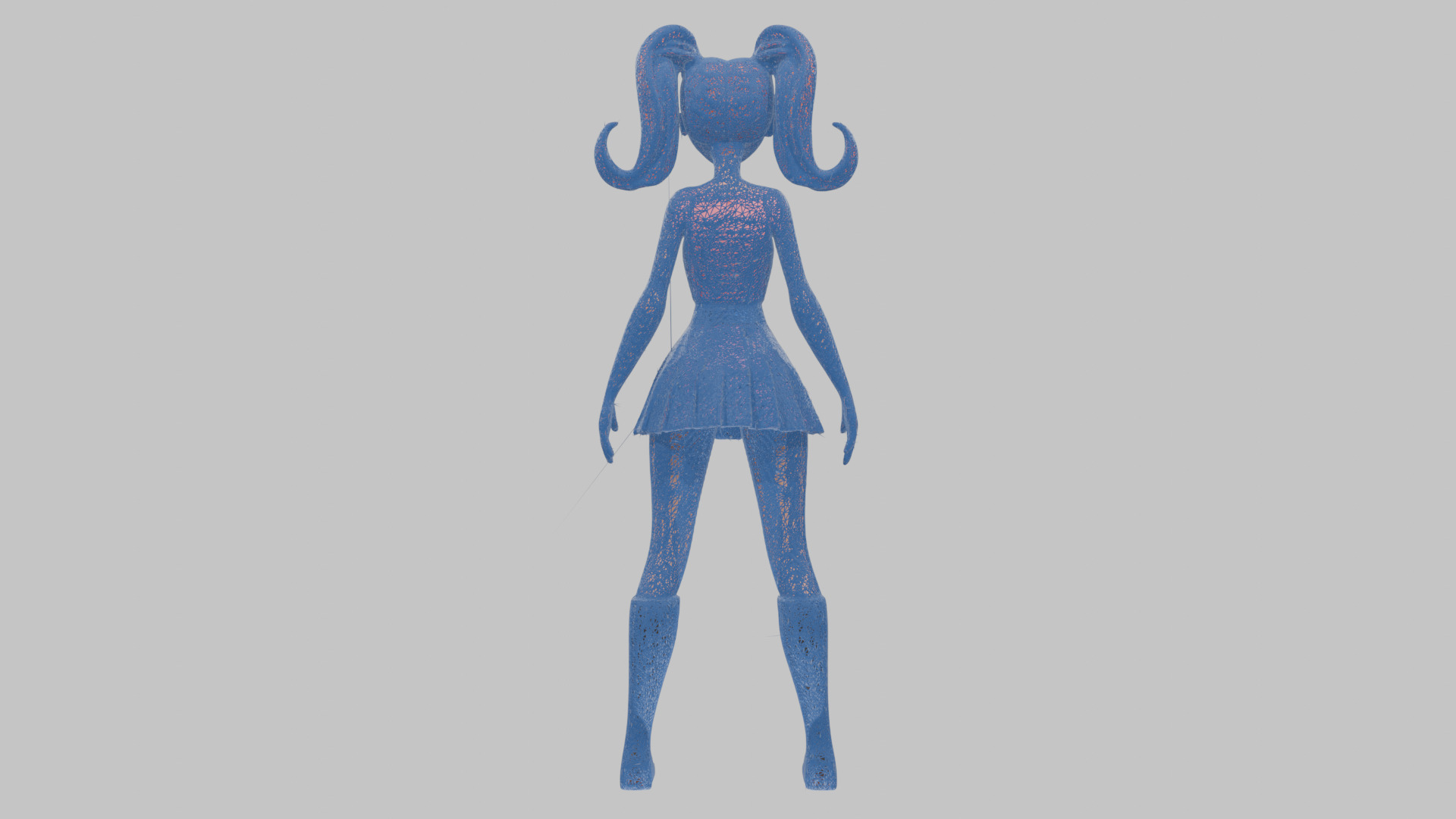Styilized Toon Girl female Character Low-poly 3D model_24