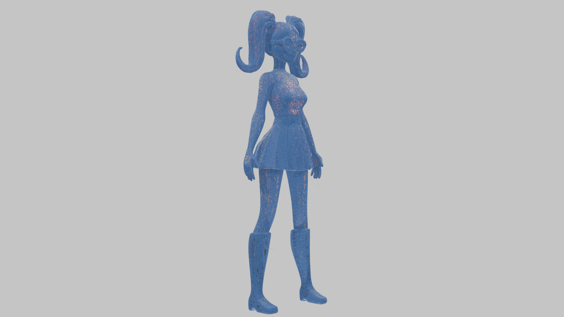 Styilized Toon Girl female Character Low-poly 3D model_18