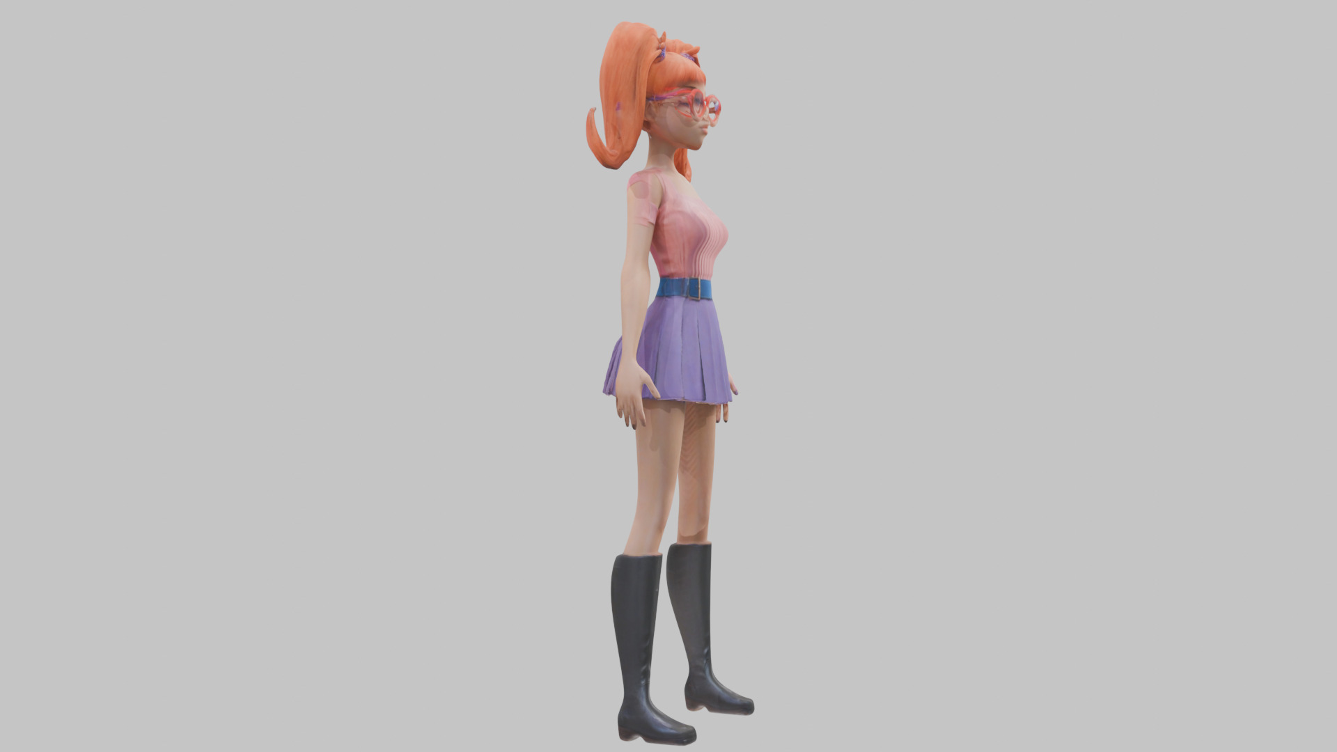 Styilized Toon Girl female Character Low-poly 3D model_3