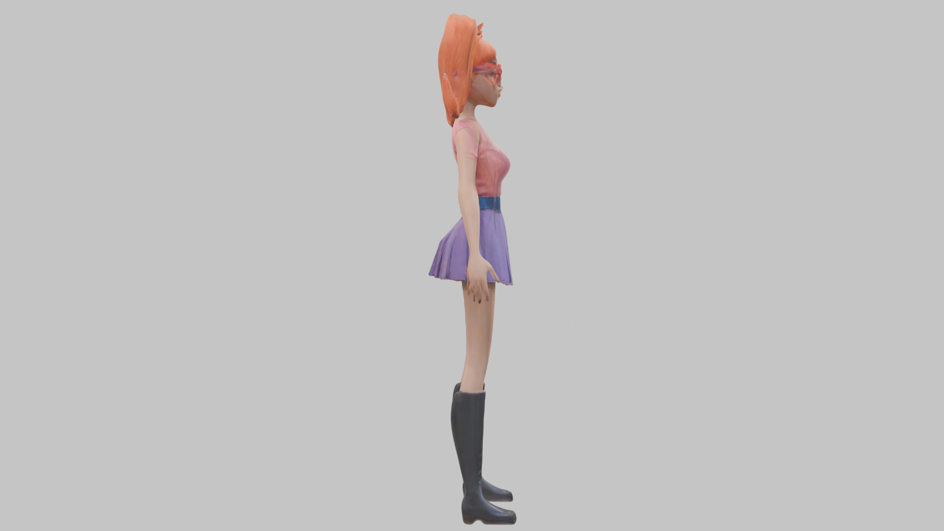 Styilized Toon Girl female Character Low-poly 3D model_4