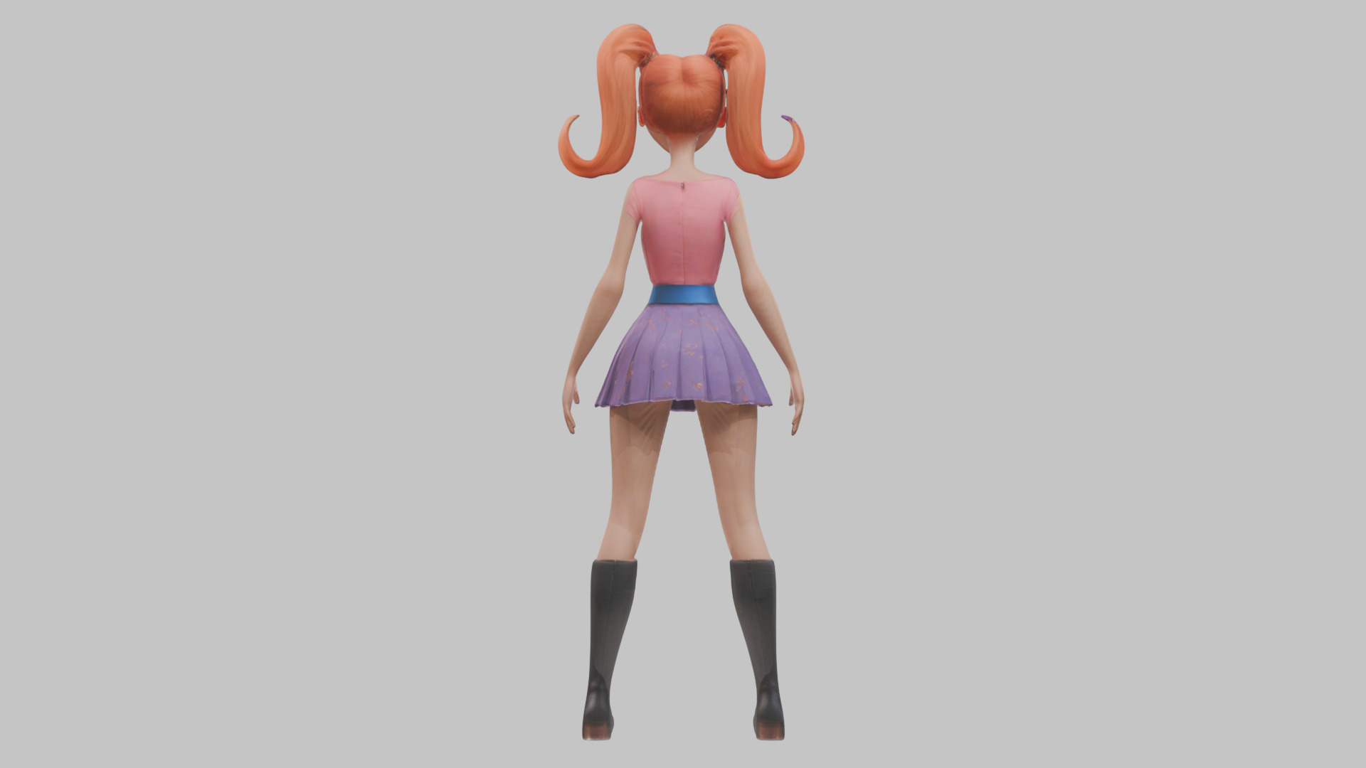 Styilized Toon Girl female Character Low-poly 3D model_8