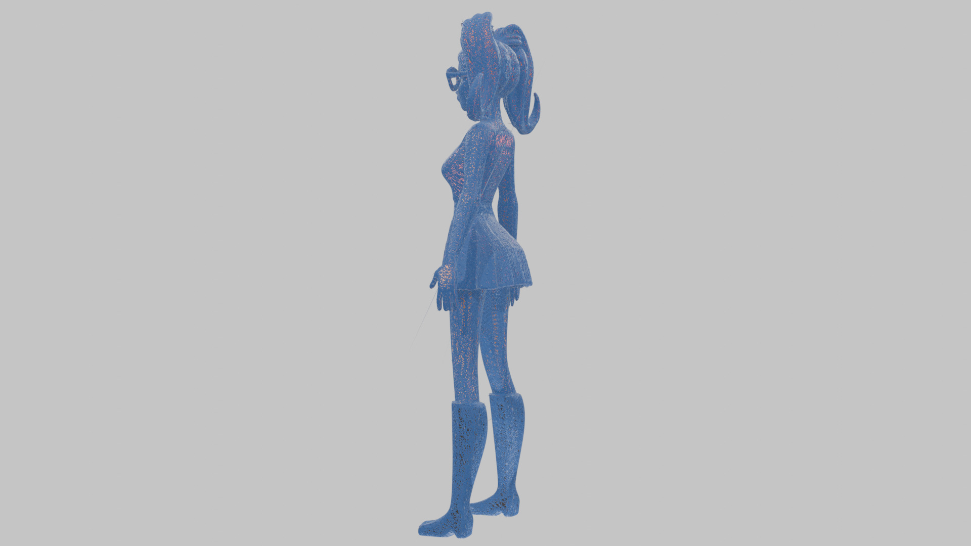 Styilized Toon Girl female Character Low-poly 3D model_27