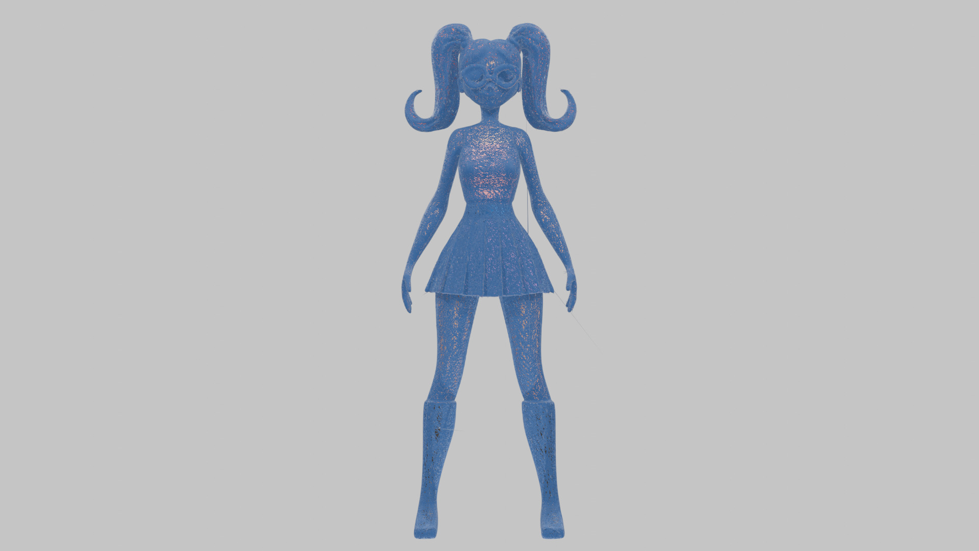 Styilized Toon Girl female Character Low-poly 3D model_16