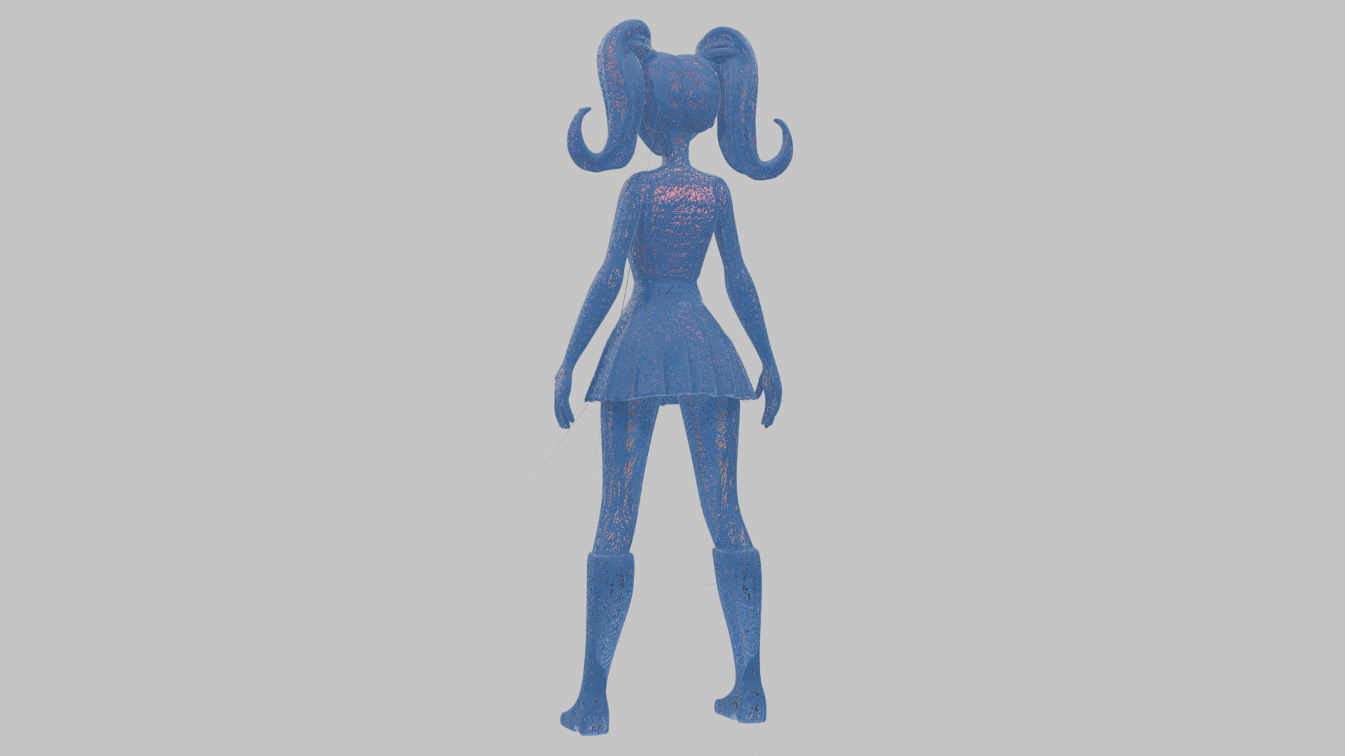 Styilized Toon Girl female Character Low-poly 3D model_25