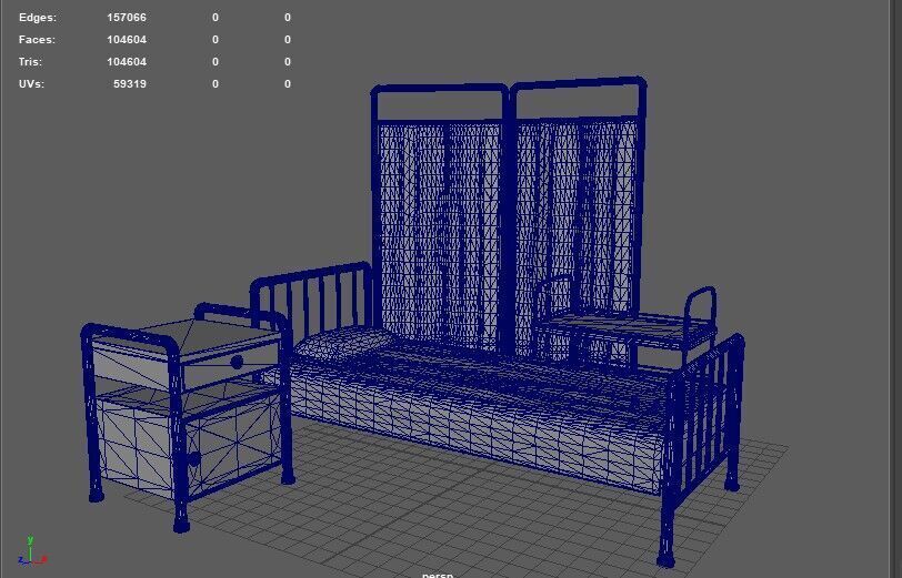 Hospital Bed 3D model_12