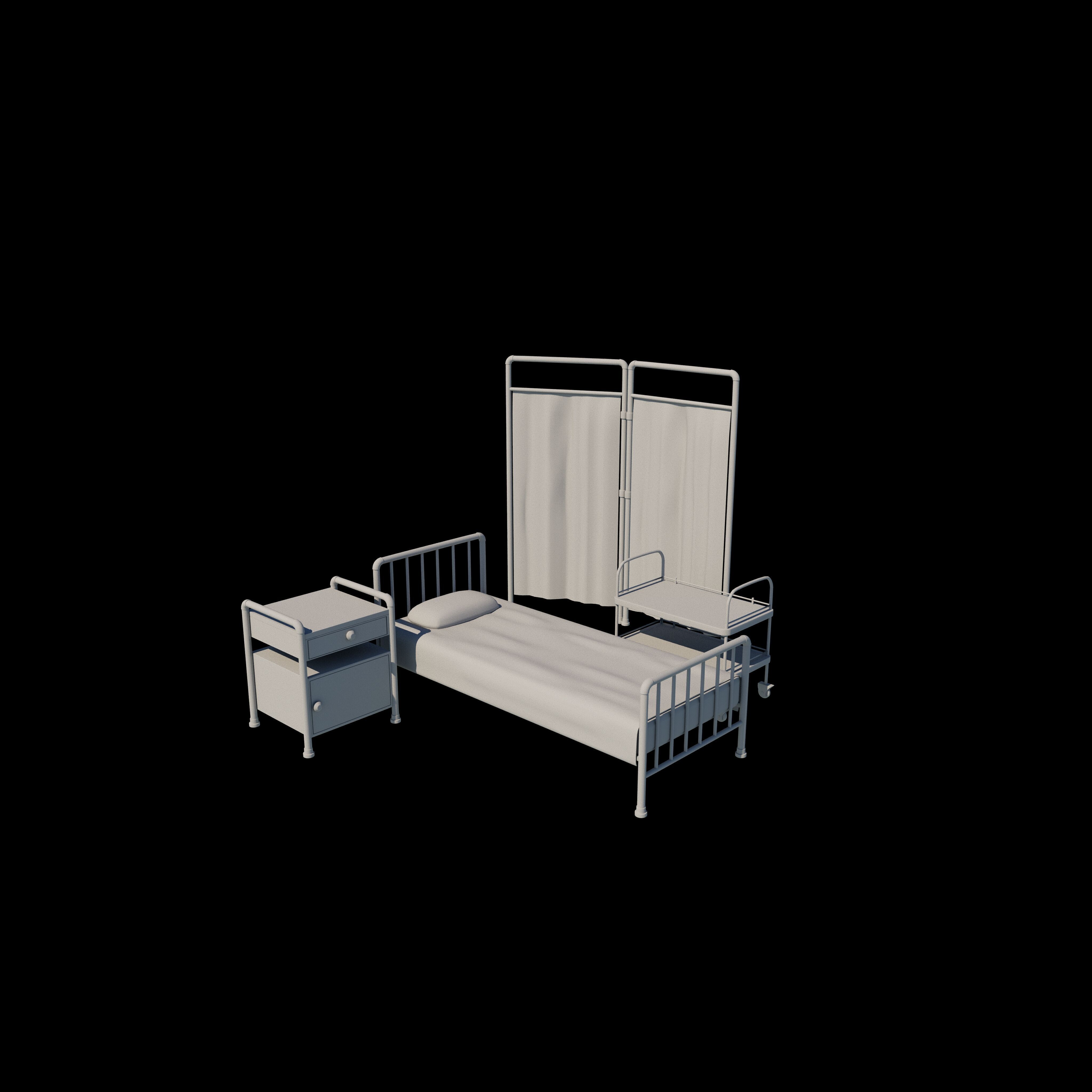 Hospital Bed 3D model_4