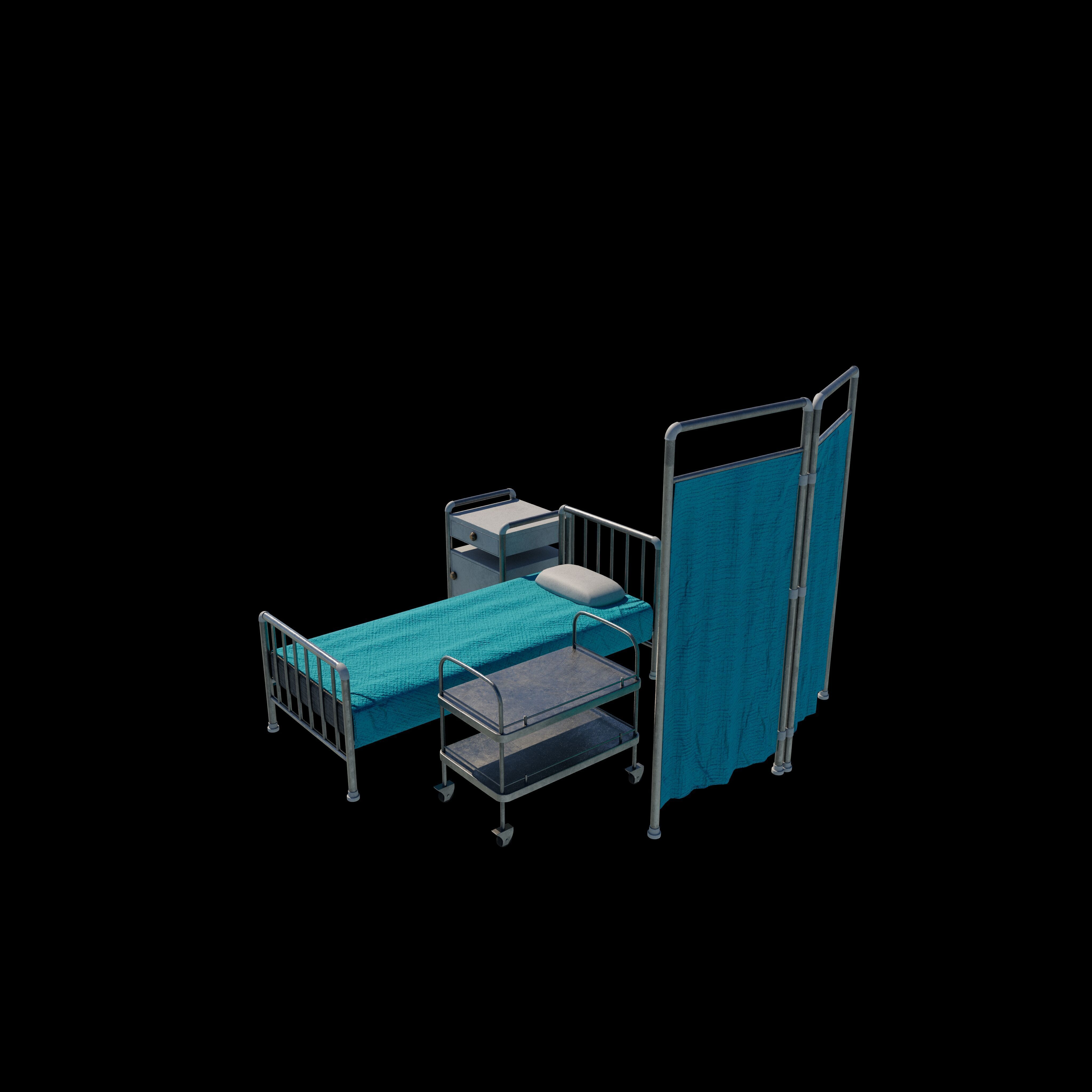 Hospital Bed 3D model_8