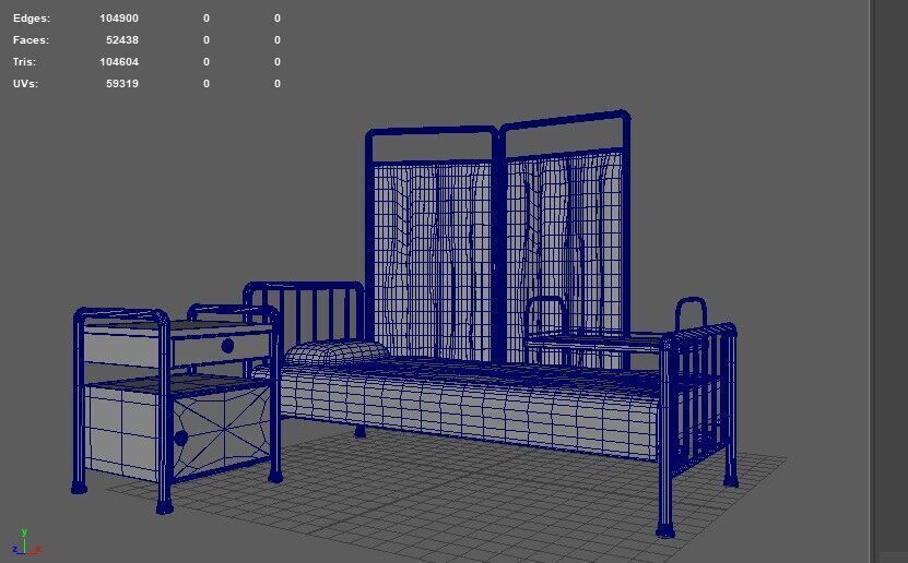 Hospital Bed 3D model_13