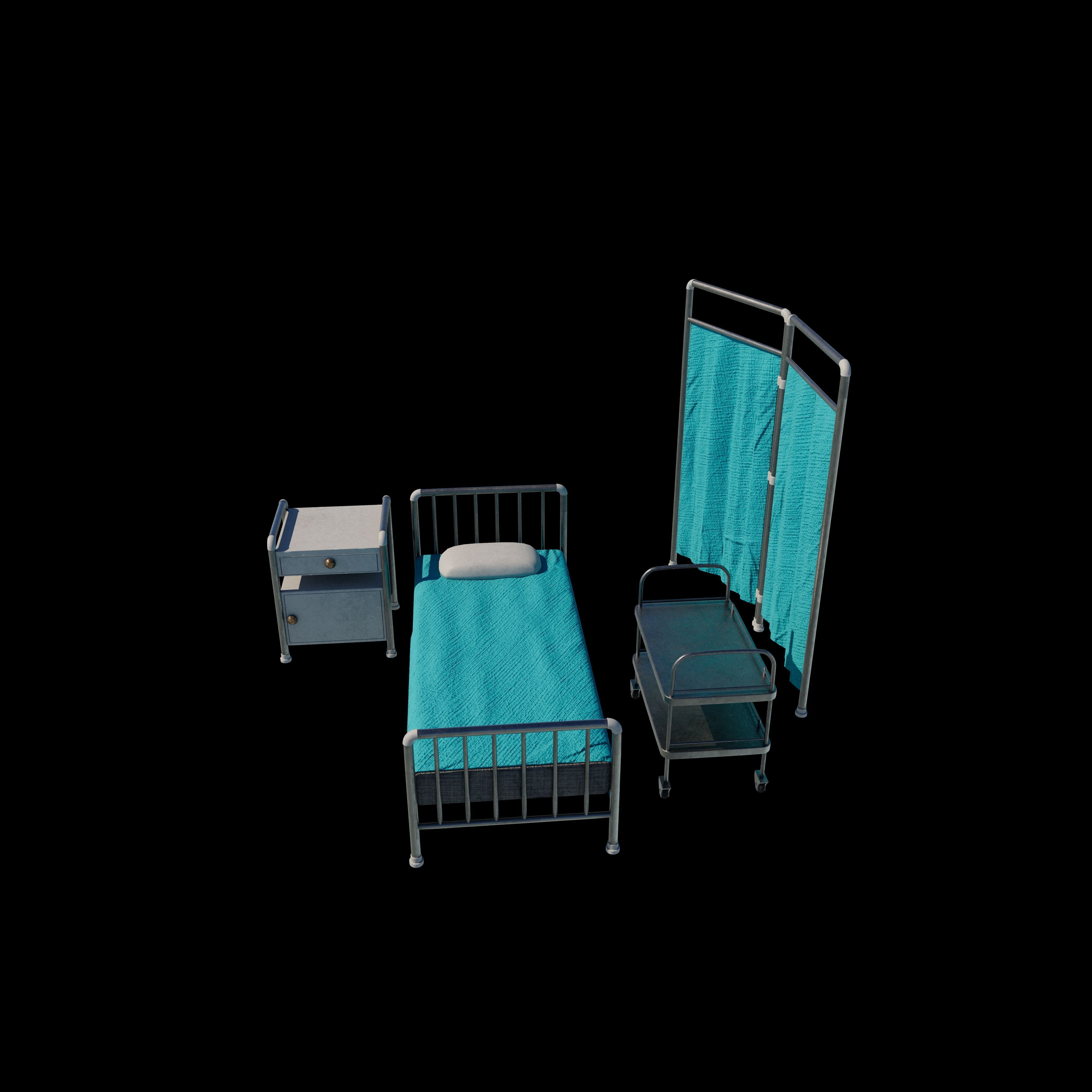Hospital Bed 3D model_7
