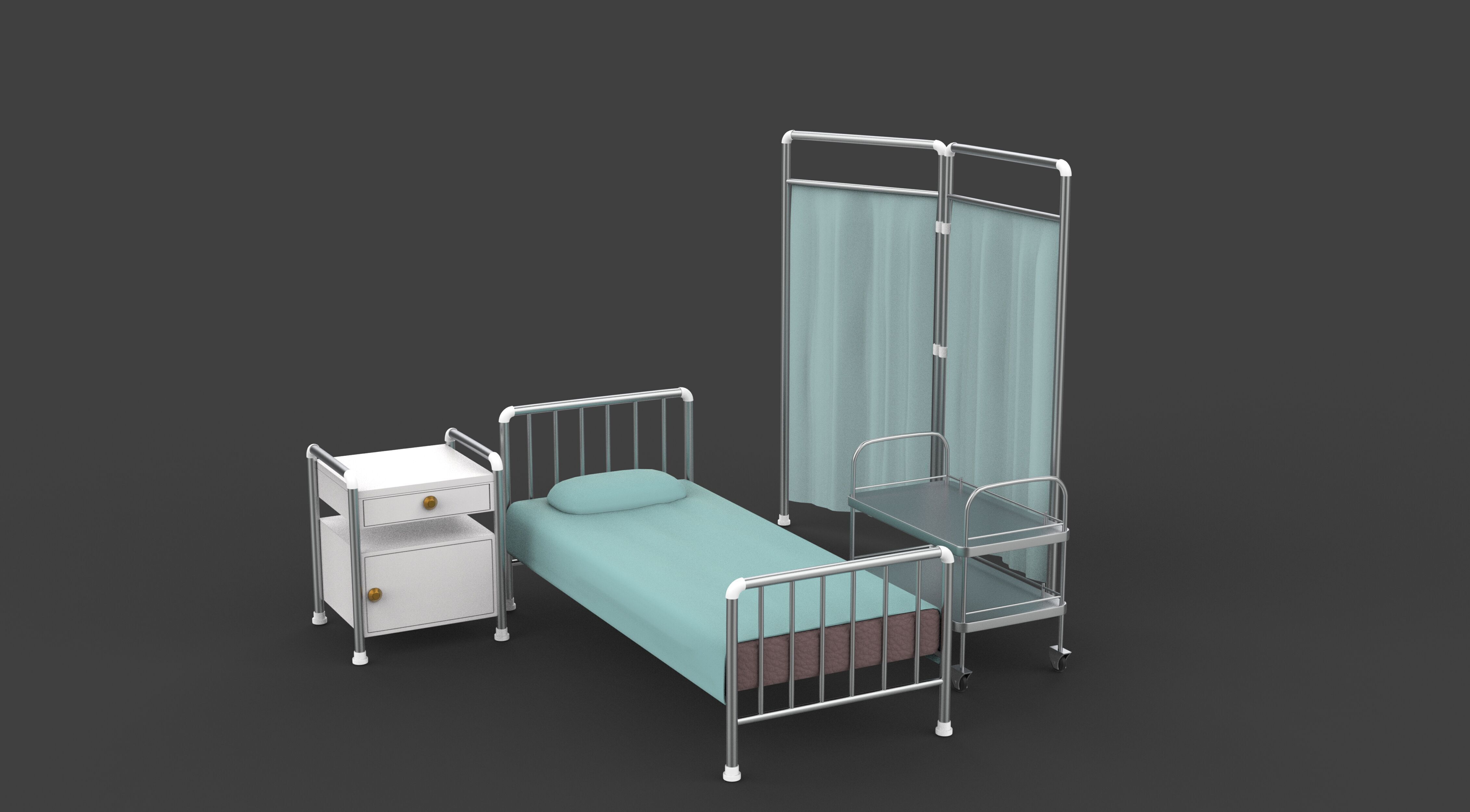 Hospital Bed 3D model_5