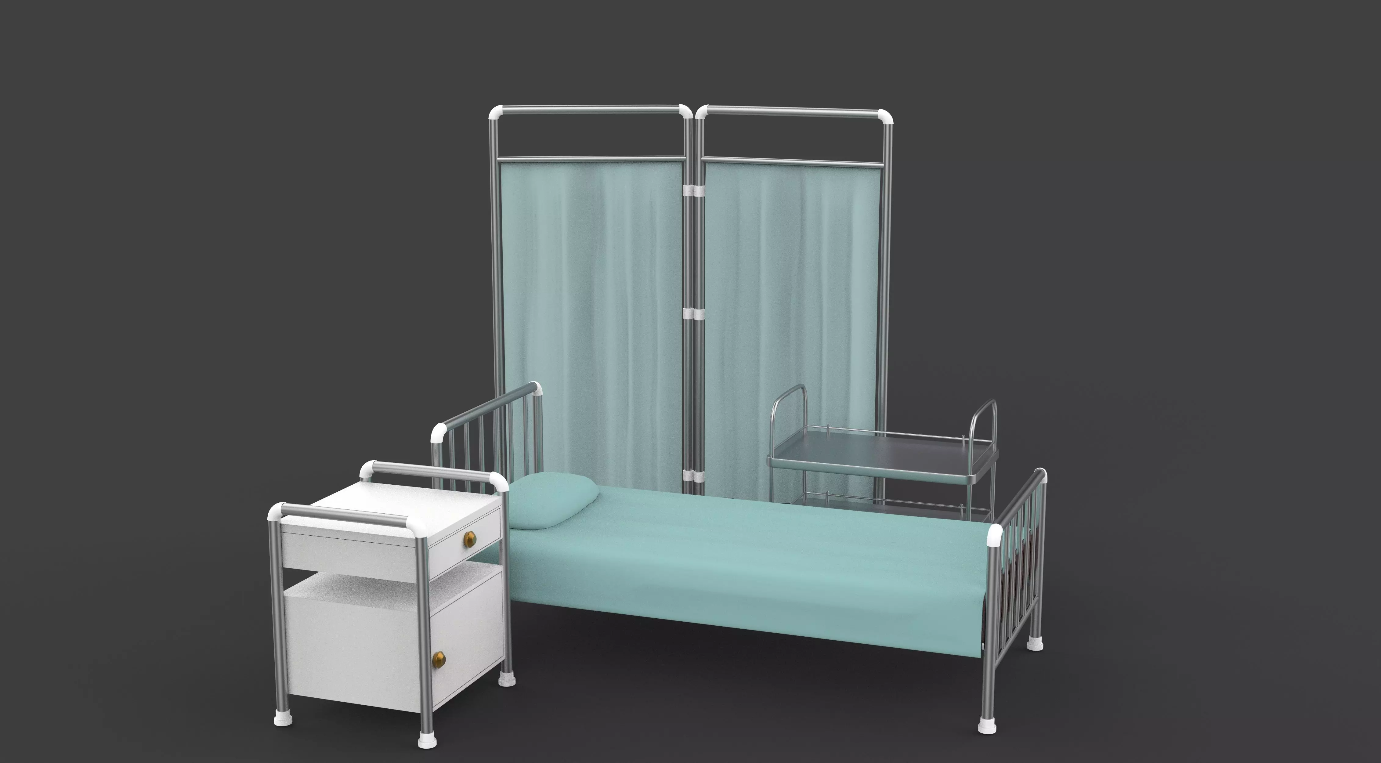 Hospital Bed 3D model_0