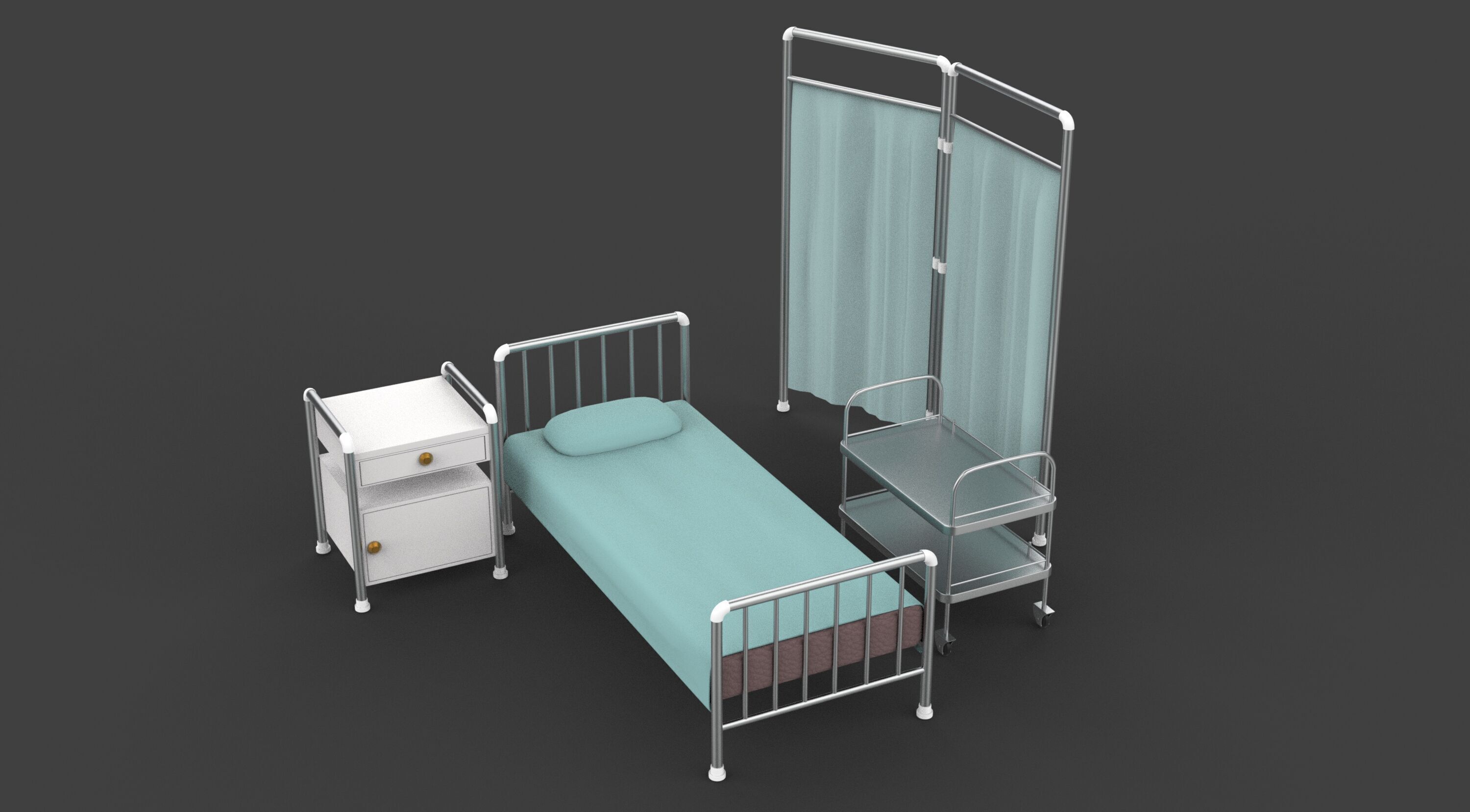 Hospital Bed 3D model_3